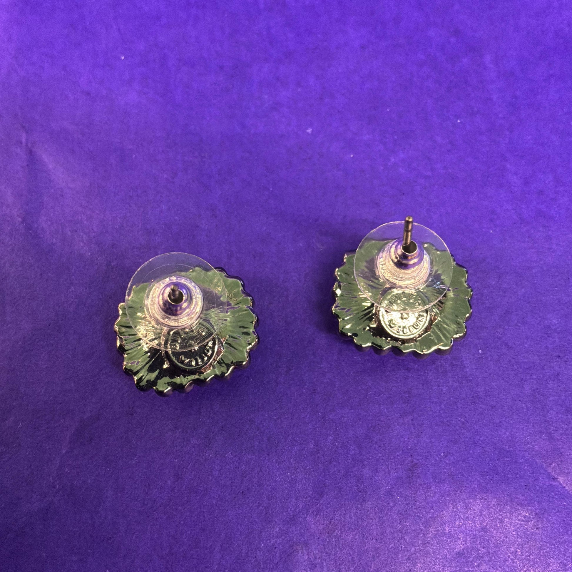 Vintage Butler and Wilson Rectangular Purple and Aurora Borealis Crystal Stud Earrings
