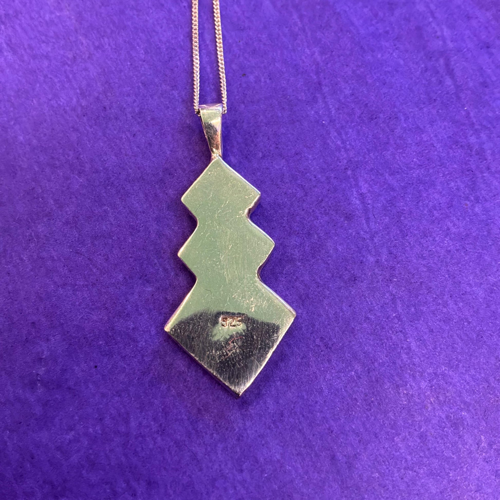 Vintage 925 Silver and Abalone Shell Pendant and Drop Earring Jewellery Set