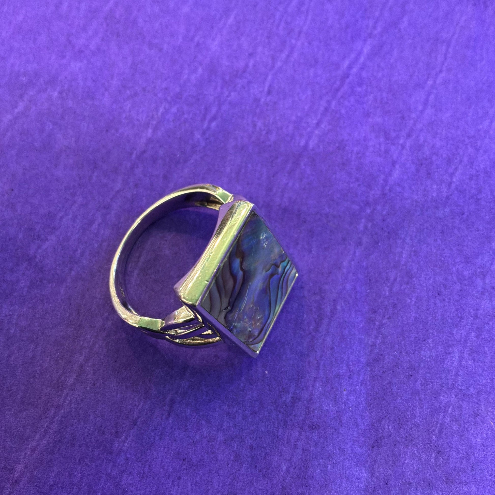 Vintage Silver and Abalone Shell Celtic Style Ring, Size UK S, US 9