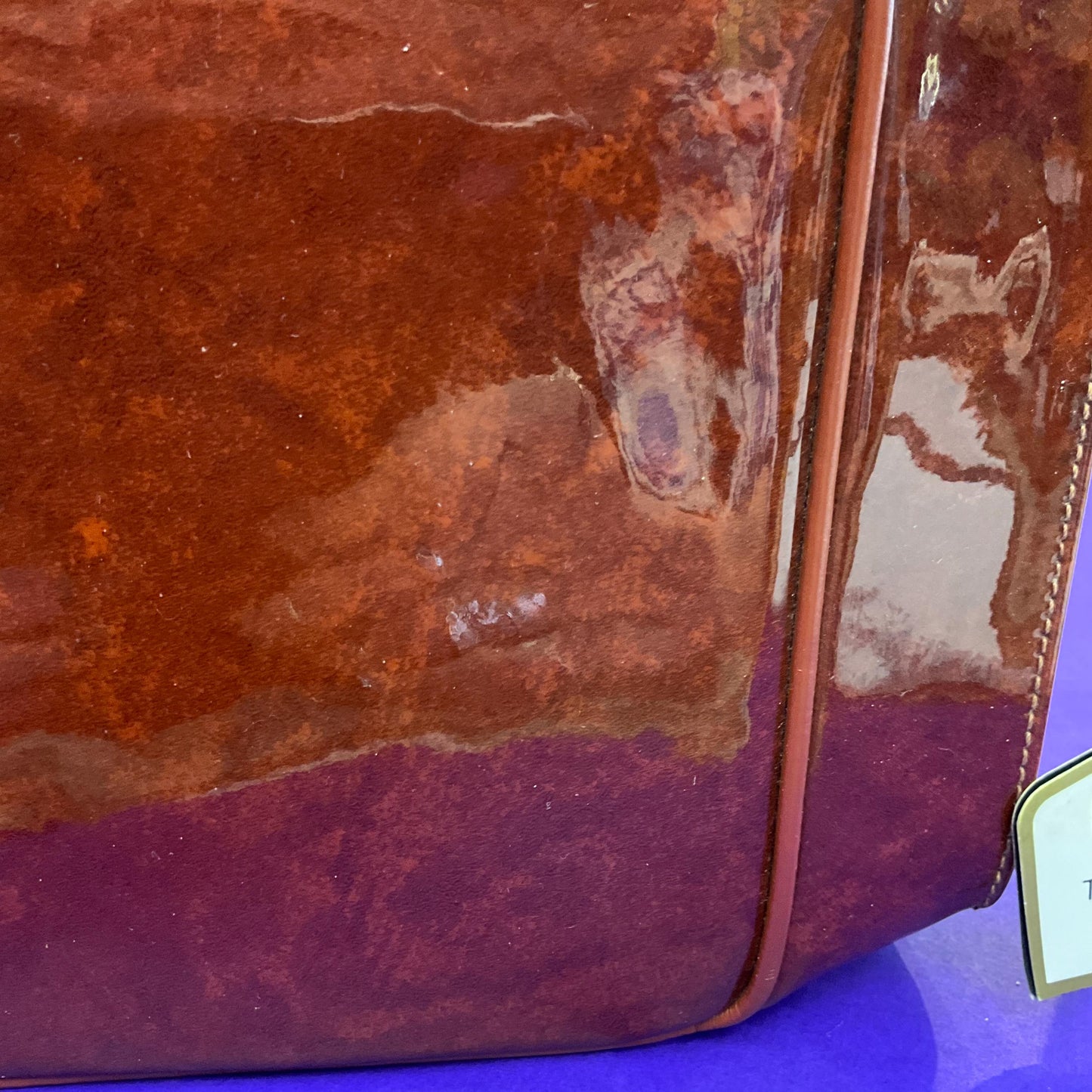 Original Vintage 1950s/60s WALDYBAG Brown Patent Leather Hand Bag, unused with original tags