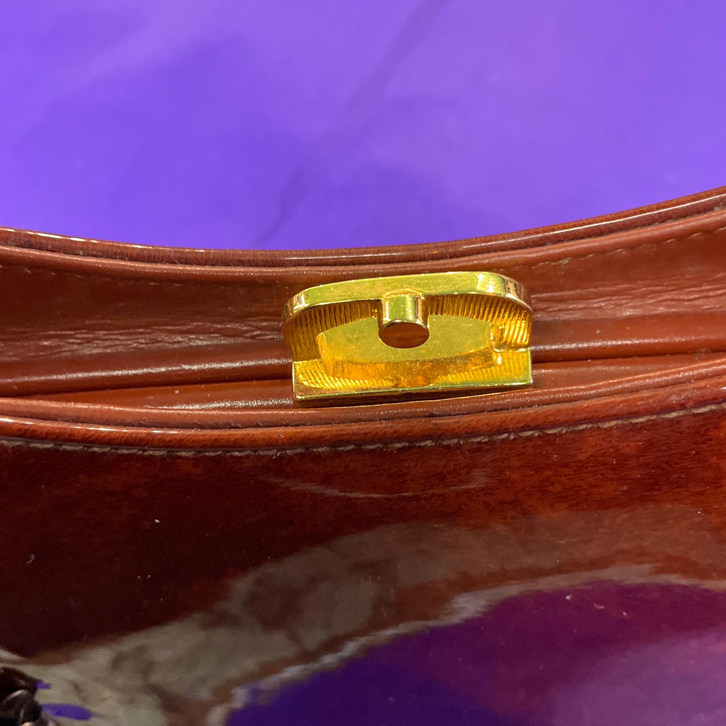 Original Vintage 1950s/60s WALDYBAG Brown Patent Leather Hand Bag, unused with original tags