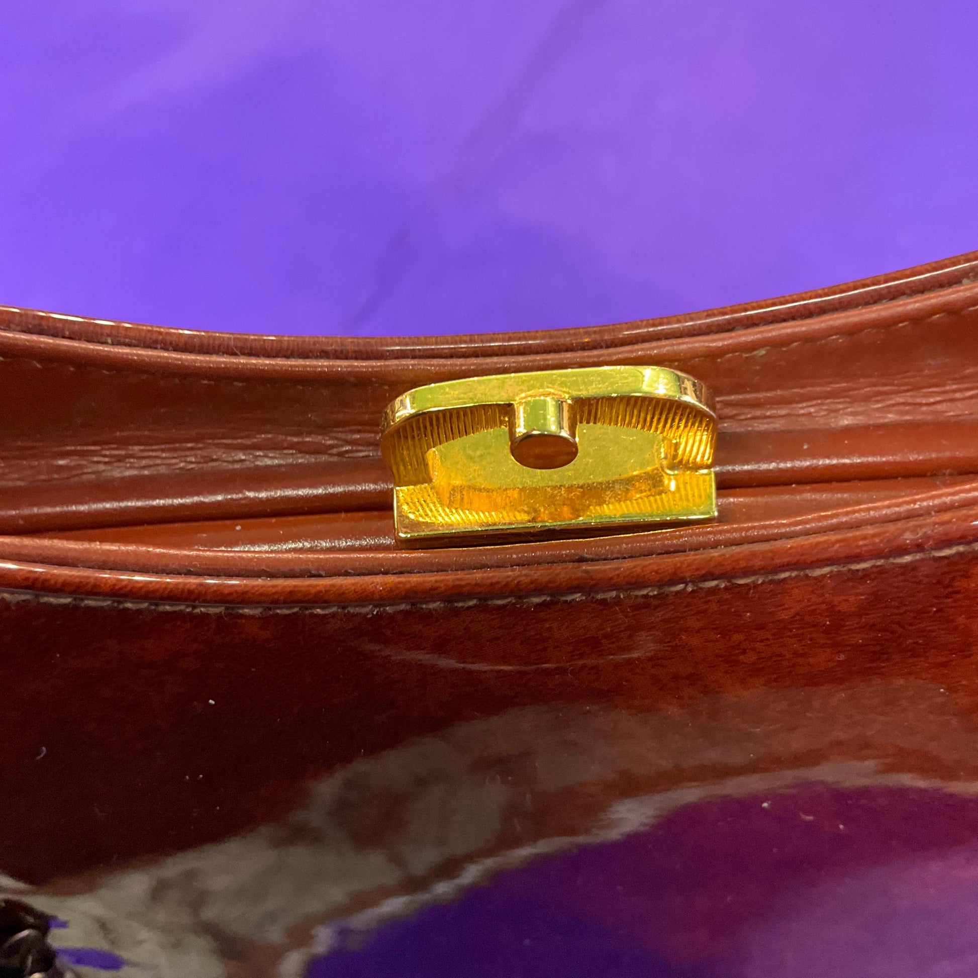Original Vintage 1950s/60s WALDYBAG Brown Patent Leather Hand Bag, unused with original tags