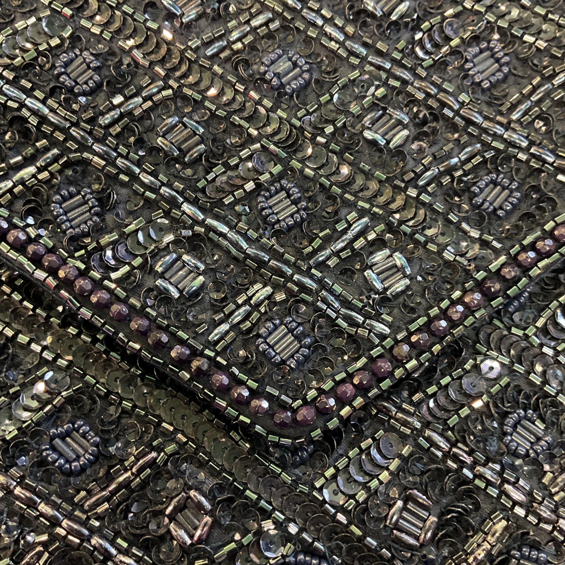 Vintage Unused Midnight Blue satin Hand Beaded Clutch Or Shoulder Bag by Accesorize,