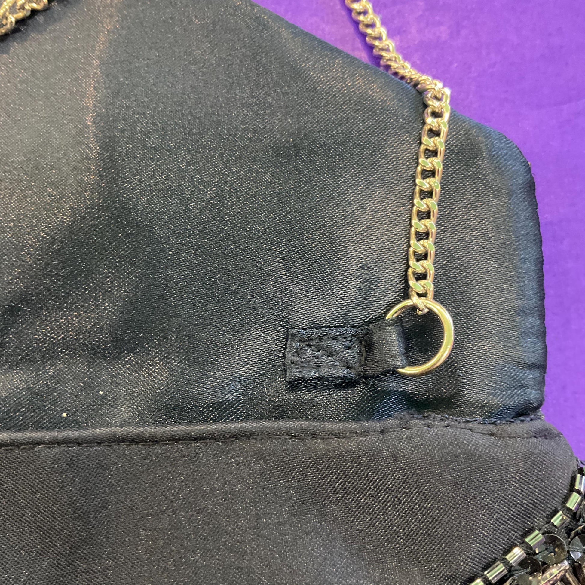 Vintage Unused Midnight Blue satin Hand Beaded Clutch Or Shoulder Bag by Accesorize,