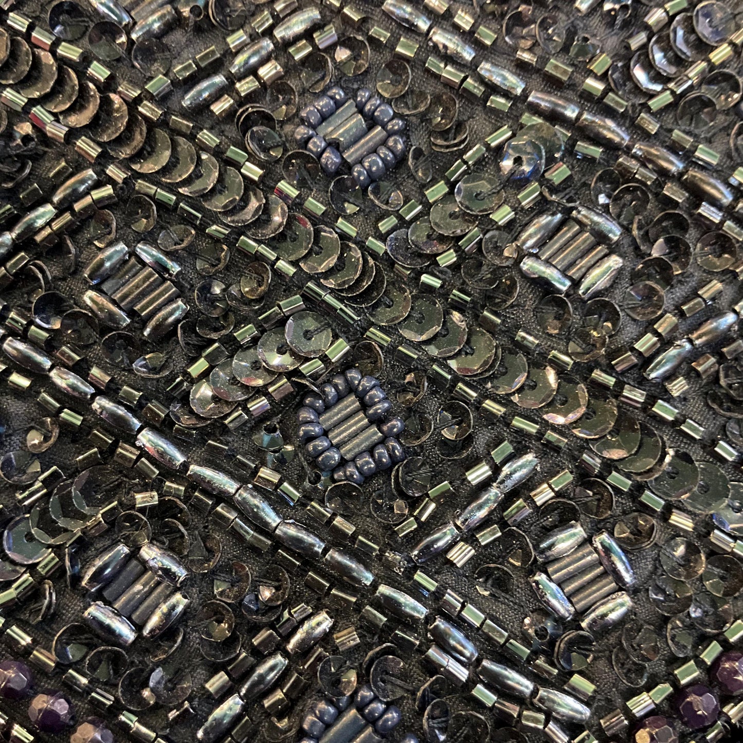 Vintage Unused Midnight Blue satin Hand Beaded Clutch Or Shoulder Bag by Accesorize,