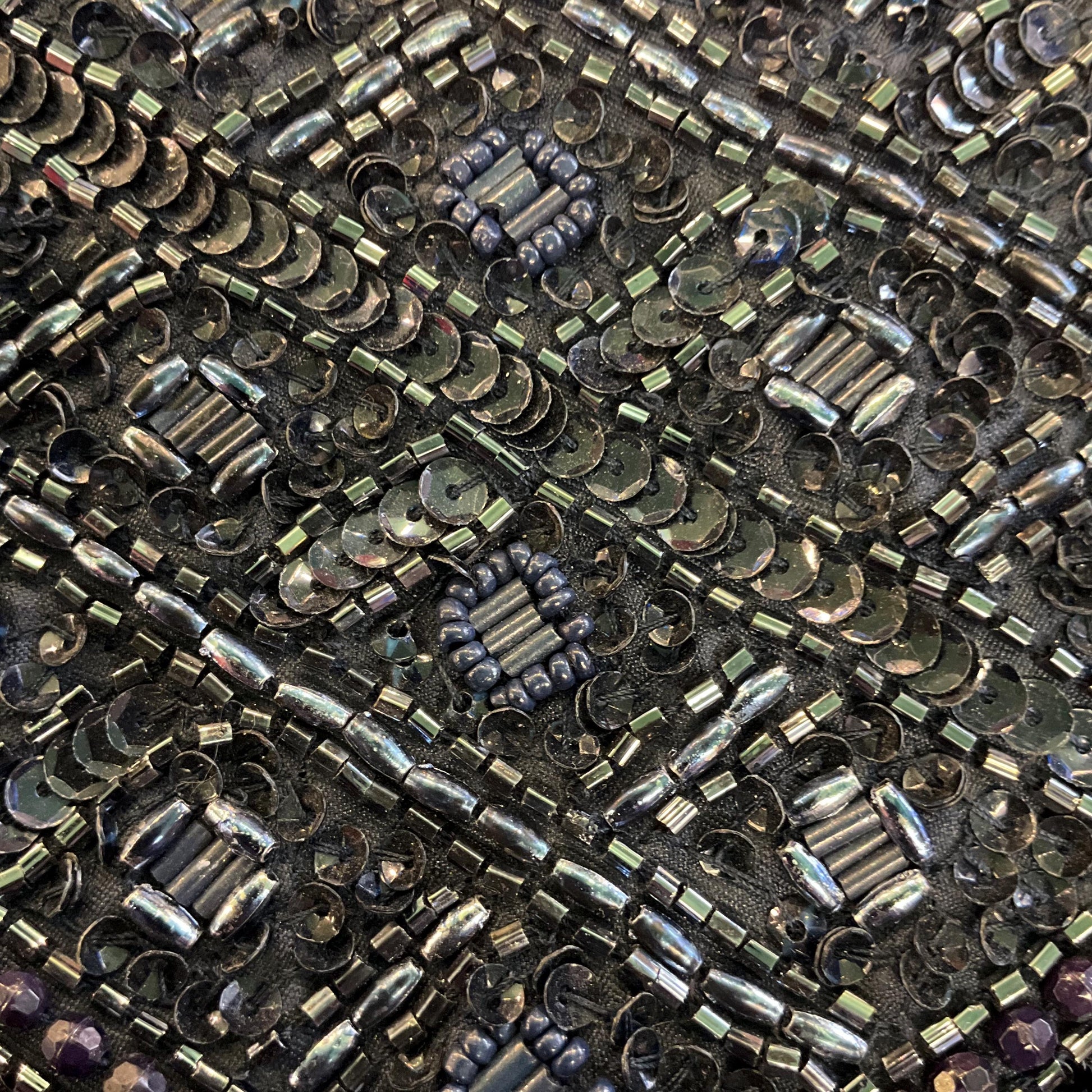 Vintage Unused Midnight Blue satin Hand Beaded Clutch Or Shoulder Bag by Accesorize,