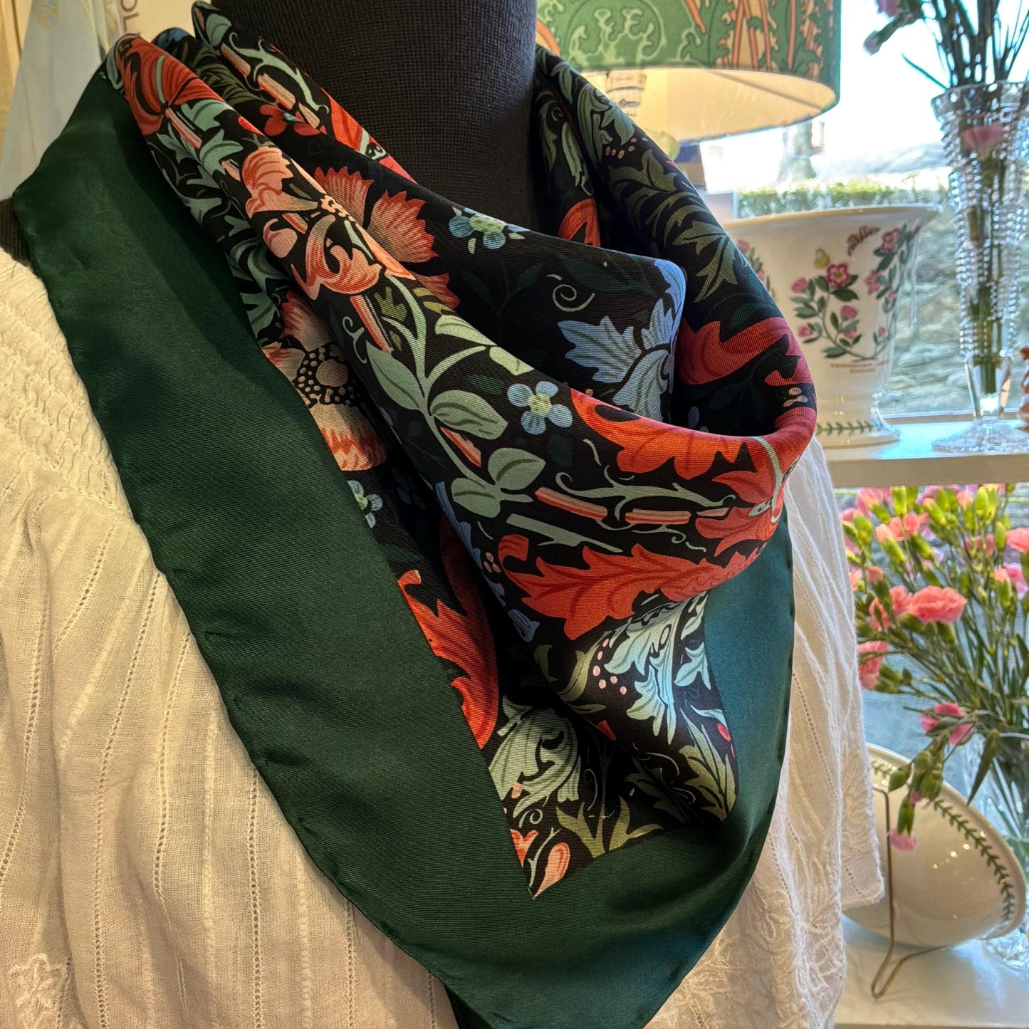 Vintage Silk Scarf by Beckford Silk for Past Times , William Morris Style Print, Pure Silk