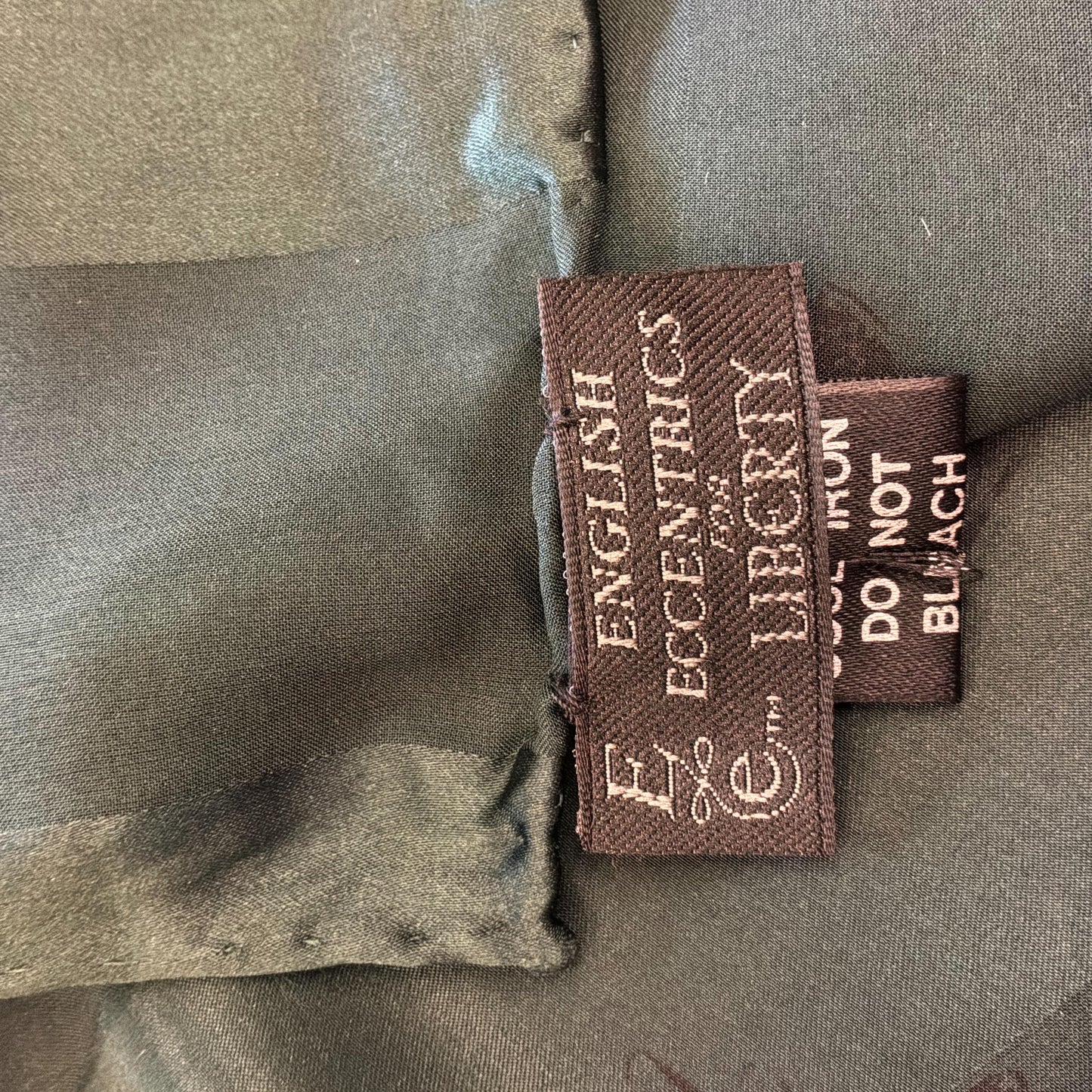 Vintage Silk Scarf by English Eccentrics for Liberty of London , Large Rectangular Silk Devore Scarf in Deep Green with Sea Shells Print