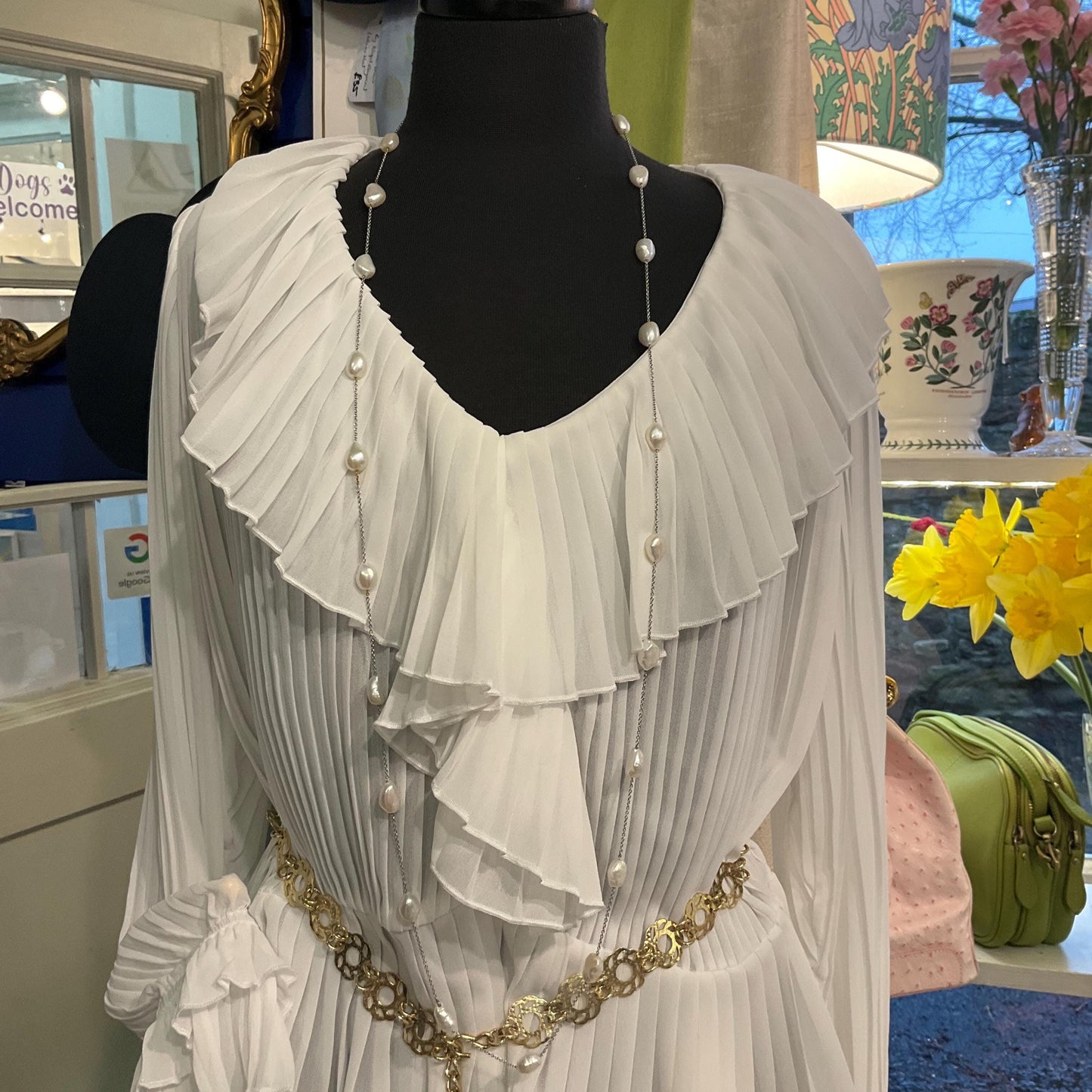 Vintage Flapper Length Ivory Baroque Pearl Chain Necklace