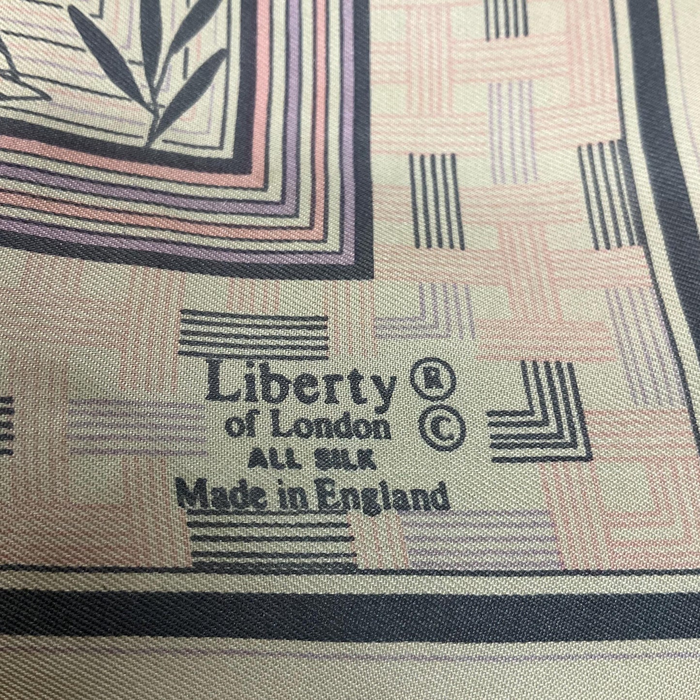 Vintage Liberty of London Pure Silk Scarf in Pale Pink and Grey Bamboo Print
