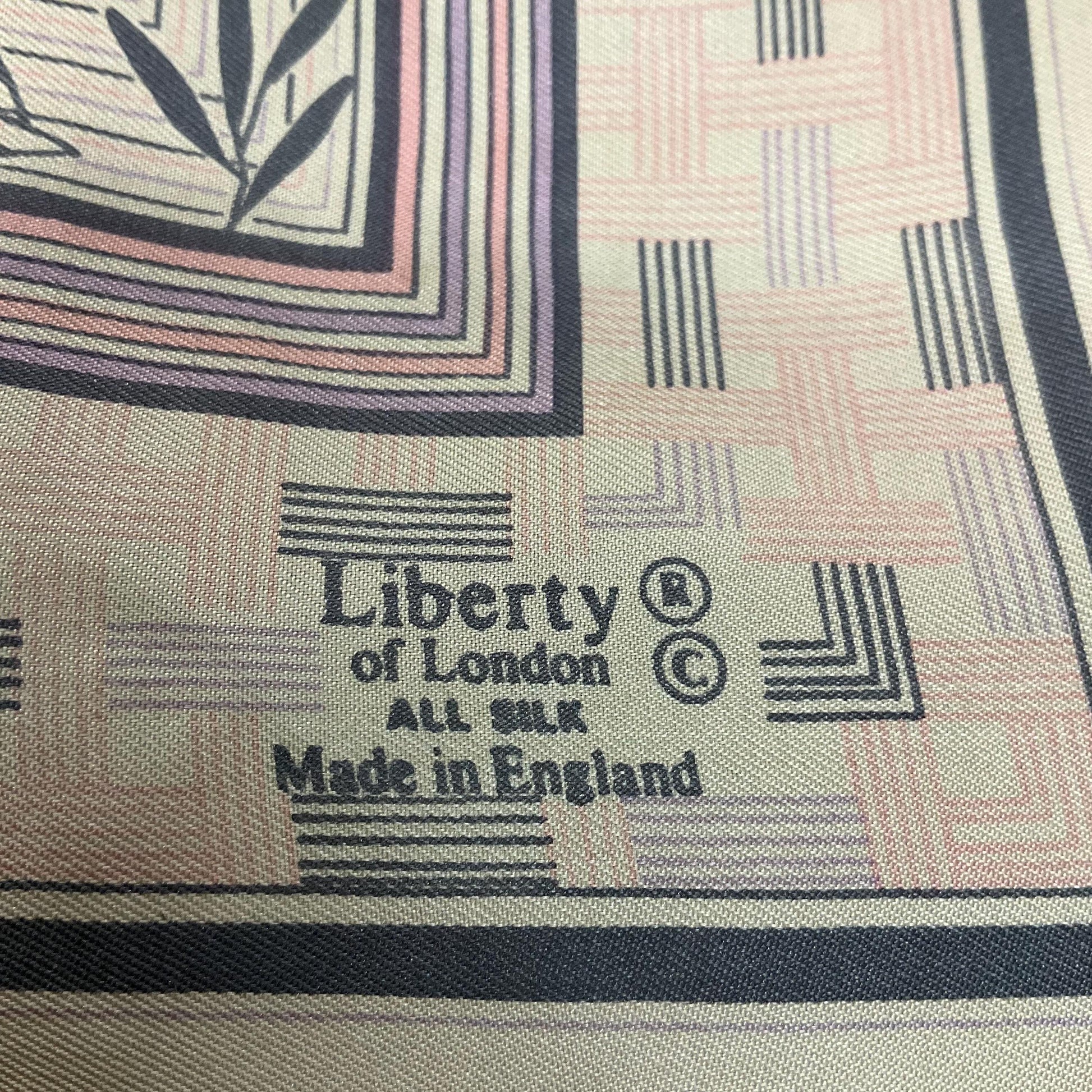 Vintage Liberty of London Pure Silk Scarf in Pale Pink and Grey Bamboo Print