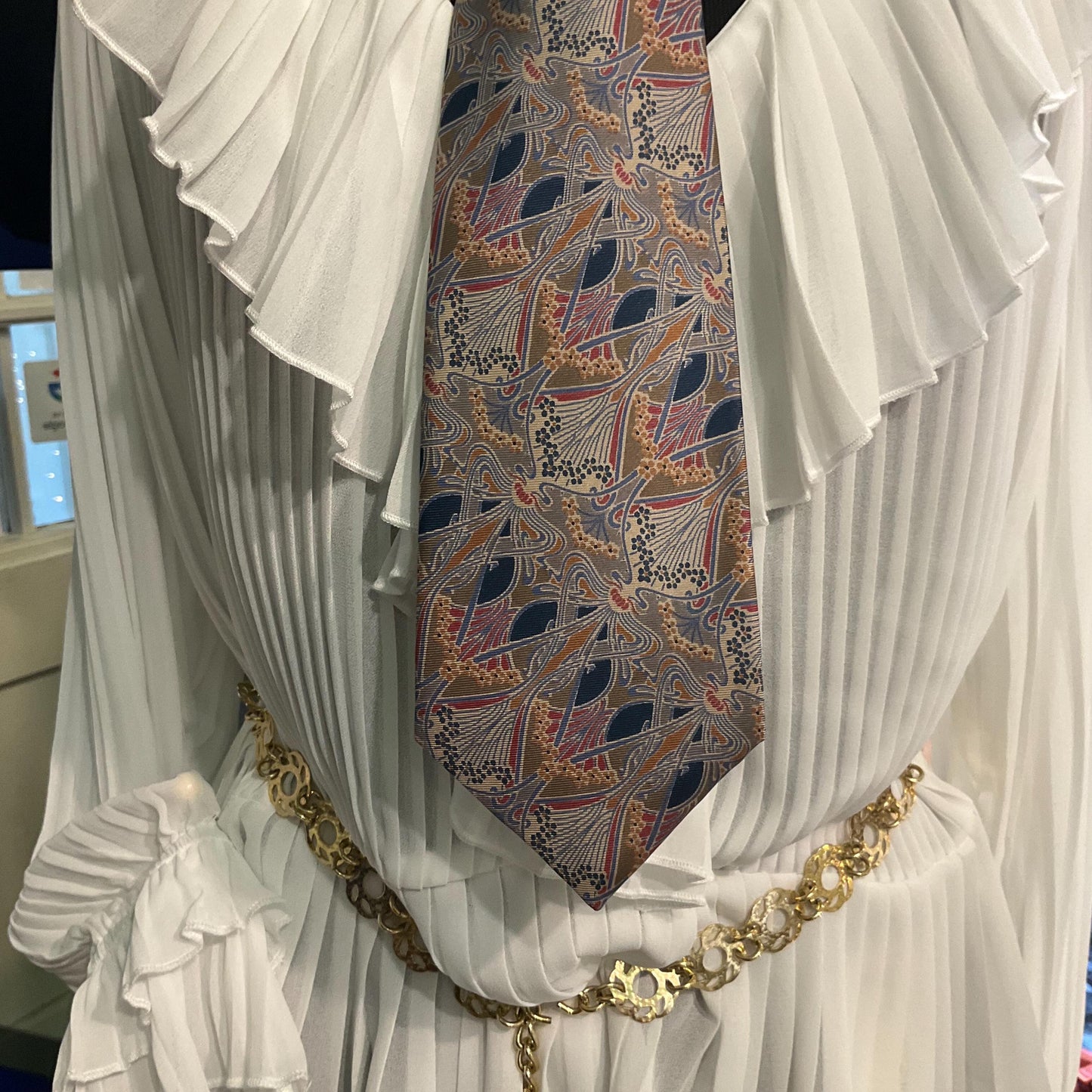 Vintage Liberty Pure Silk Ianthe Art Nouveau Print Neck Tie