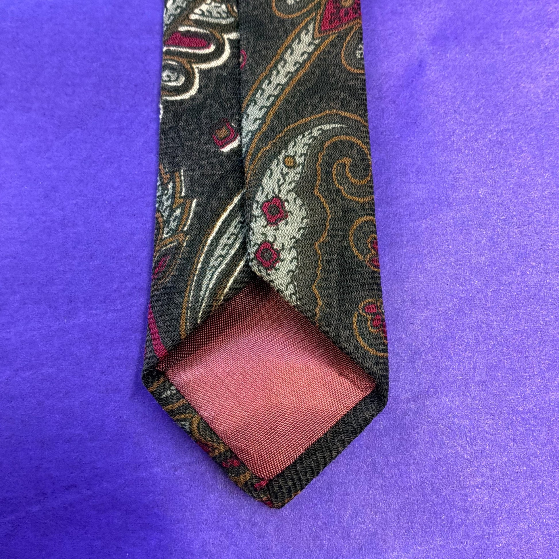 Vintage Liberty of London Pure Wool Paisley Tie, Rich Shades of Red, Gold, Grey, Brown and Black