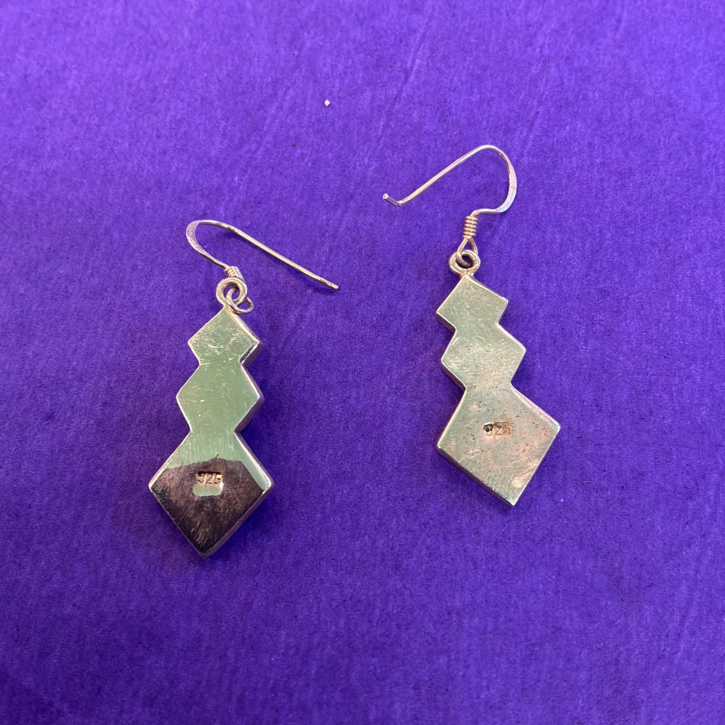 Vintage 925 Silver and Abalone Shell Pendant and Drop Earring Jewellery Set