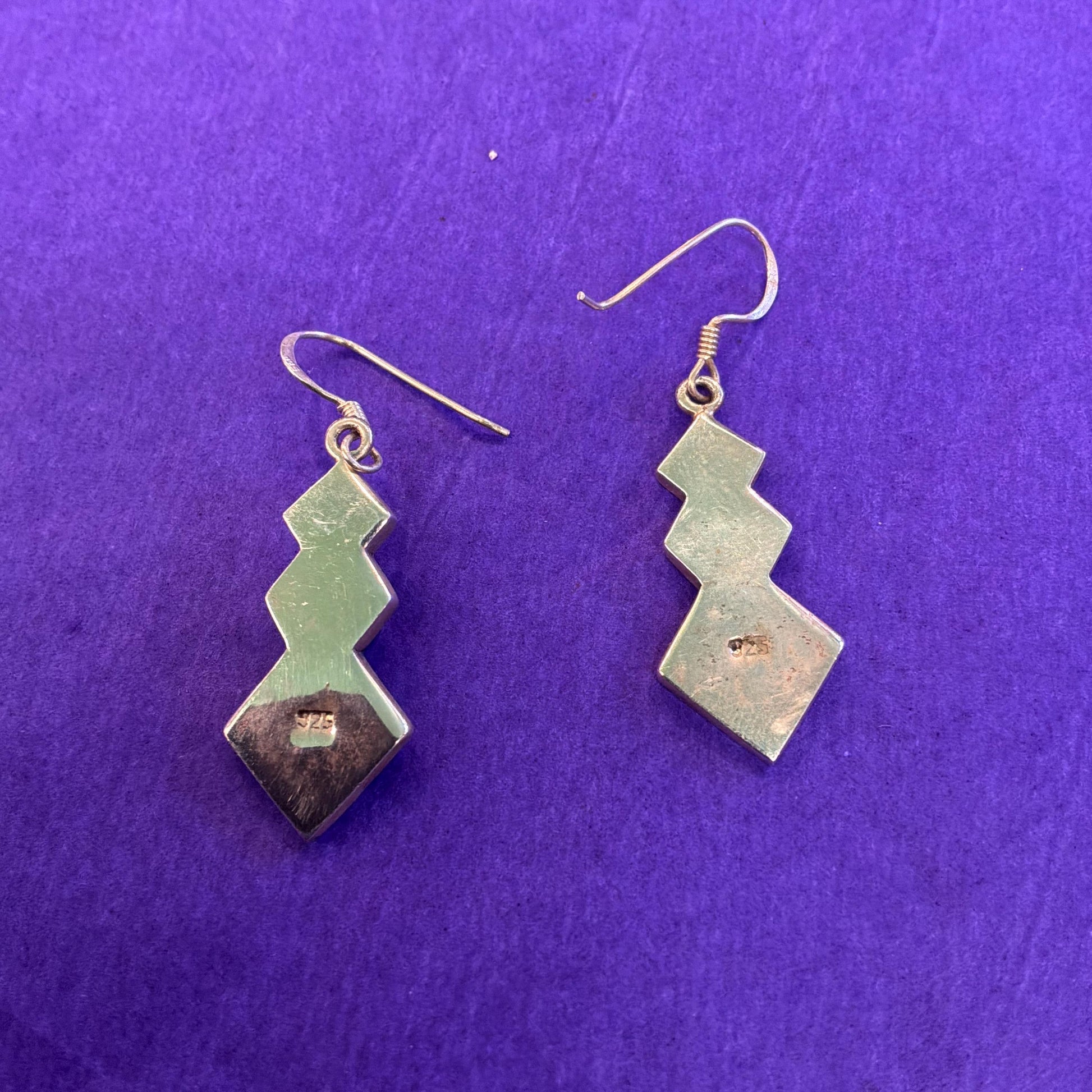 Vintage 925 Silver and Abalone Shell Pendant and Drop Earring Jewellery Set