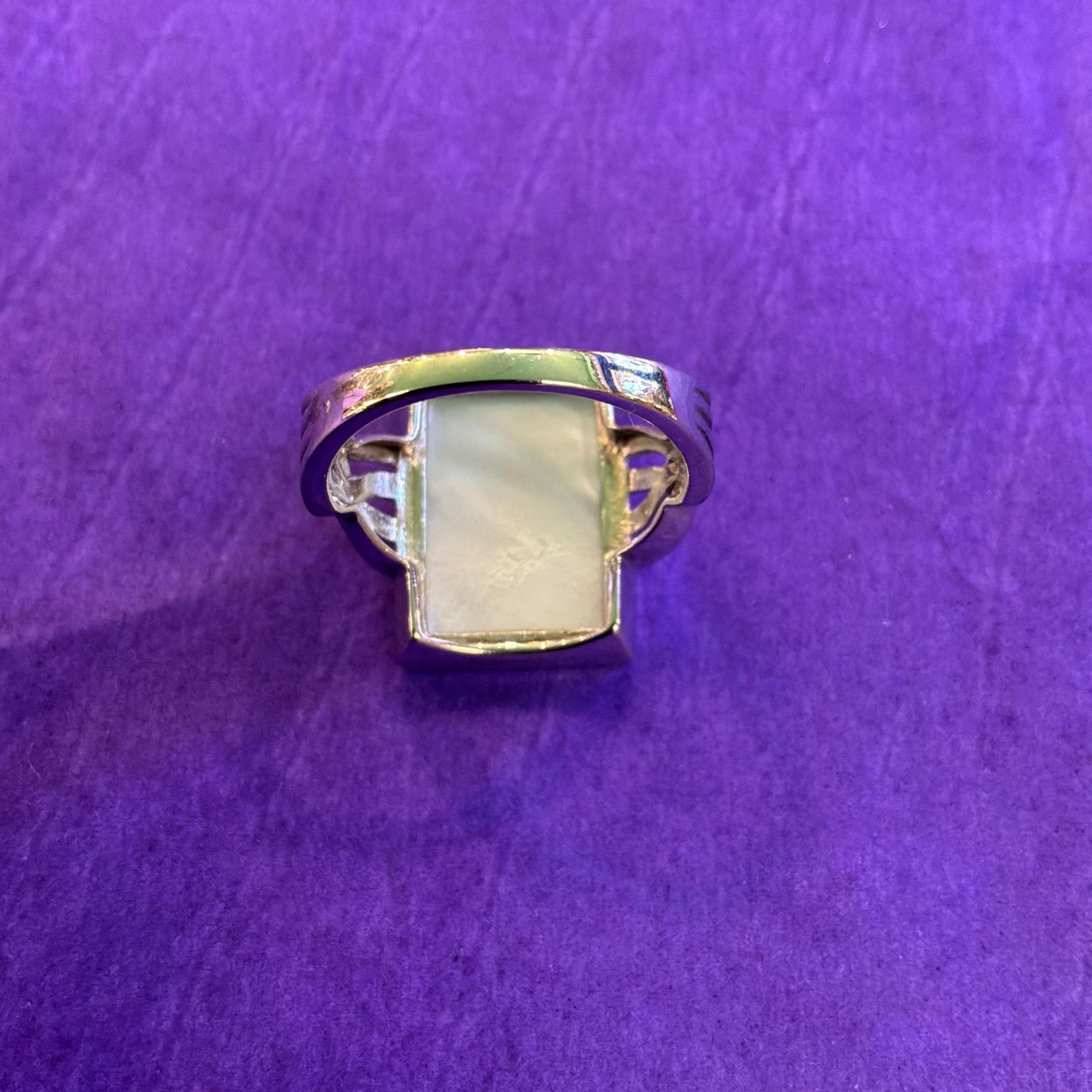 Vintage Silver and Abalone Shell Celtic Style Ring, Size UK S, US 9