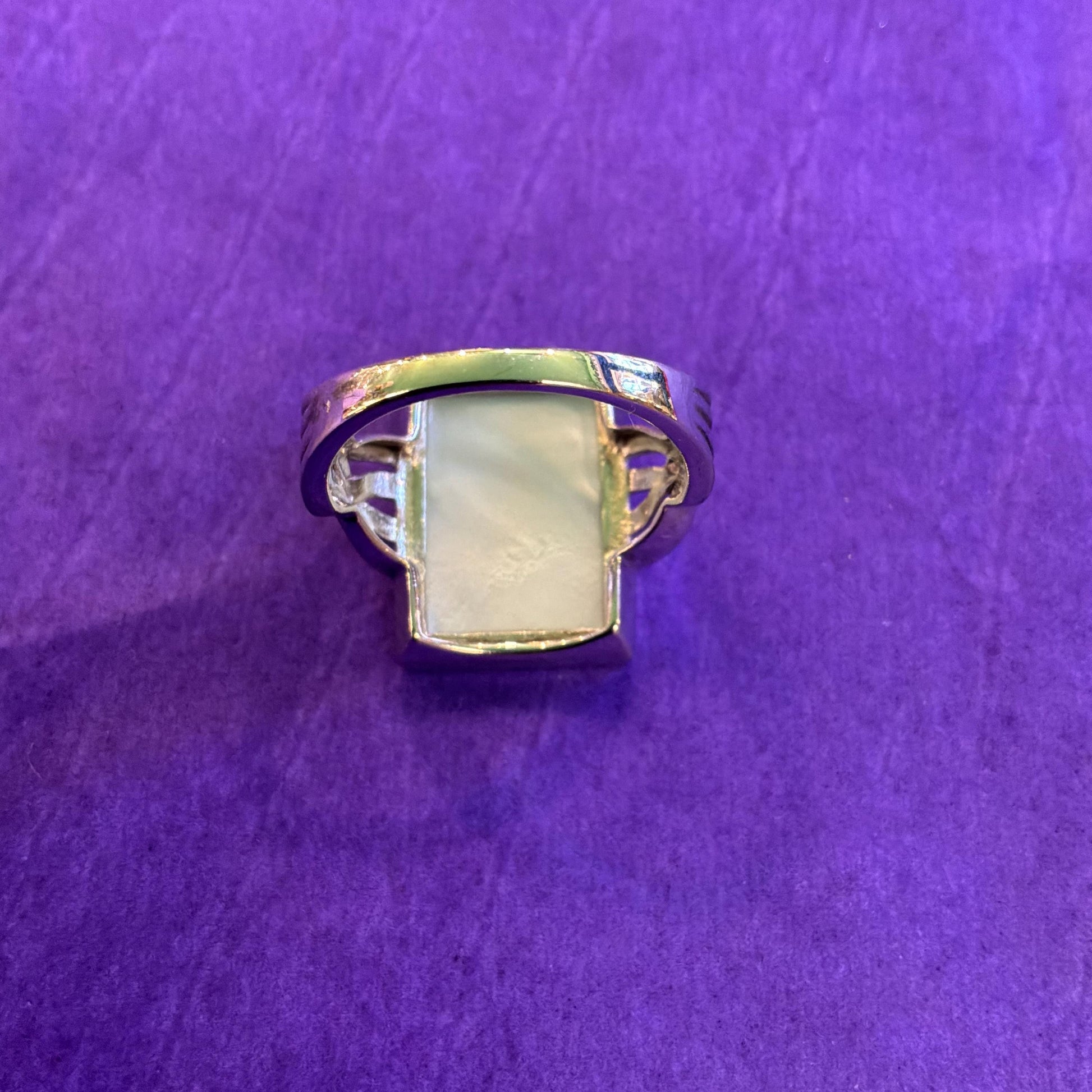 Vintage Silver and Abalone Shell Celtic Style Ring, Size UK S, US 9