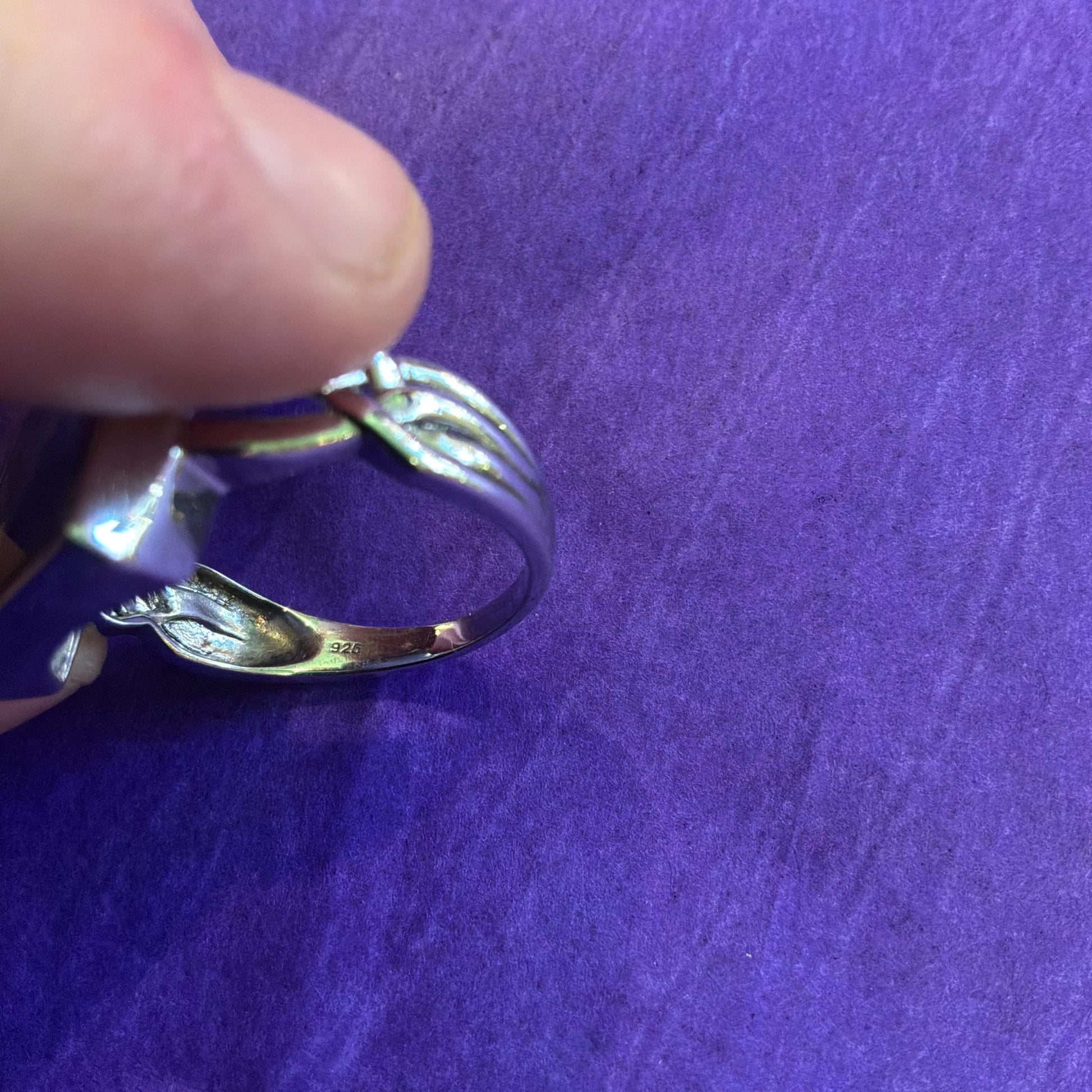 Vintage Silver and Abalone Shell Celtic Style Ring, Size UK S, US 9