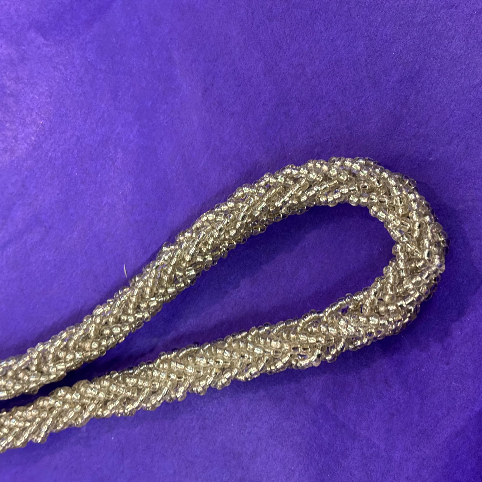 Vintage 1970/80s Silver Beaded Tassled Long Necklace/Belt