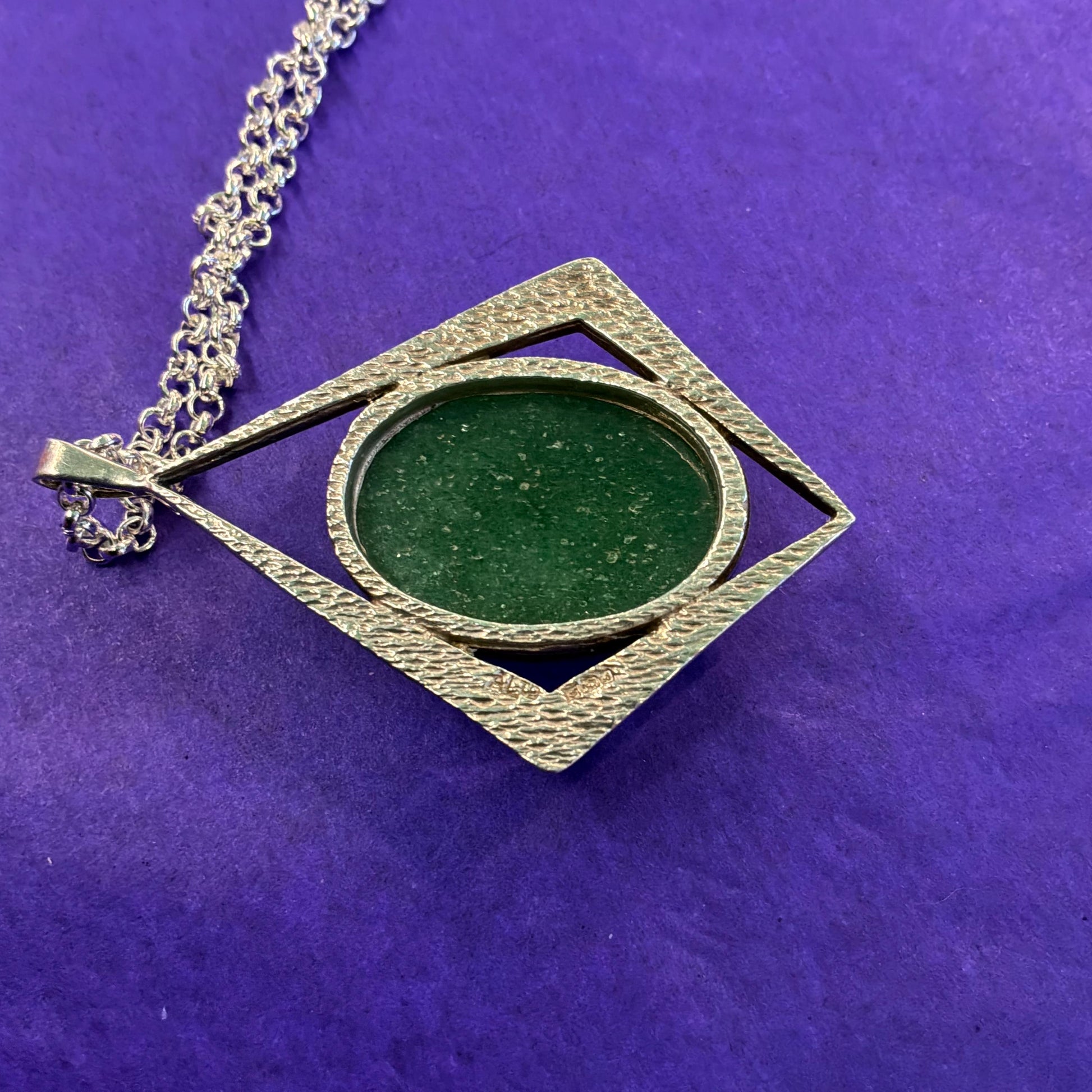 Vintage Artisan Jeweller Made Aventurine Crystal Pendant