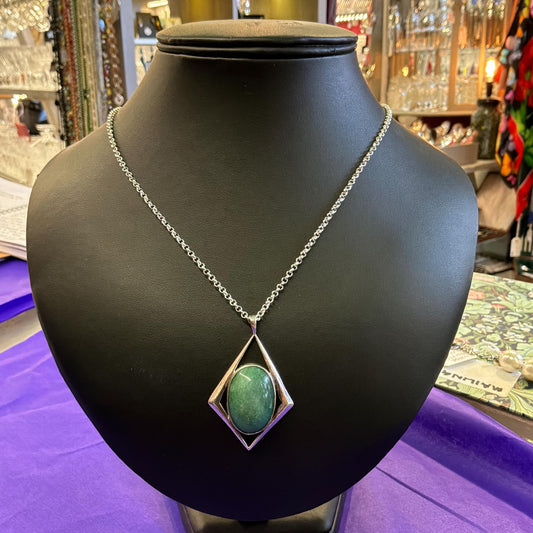 Vintage Artisan Jeweller Made Aventurine Crystal Pendant
