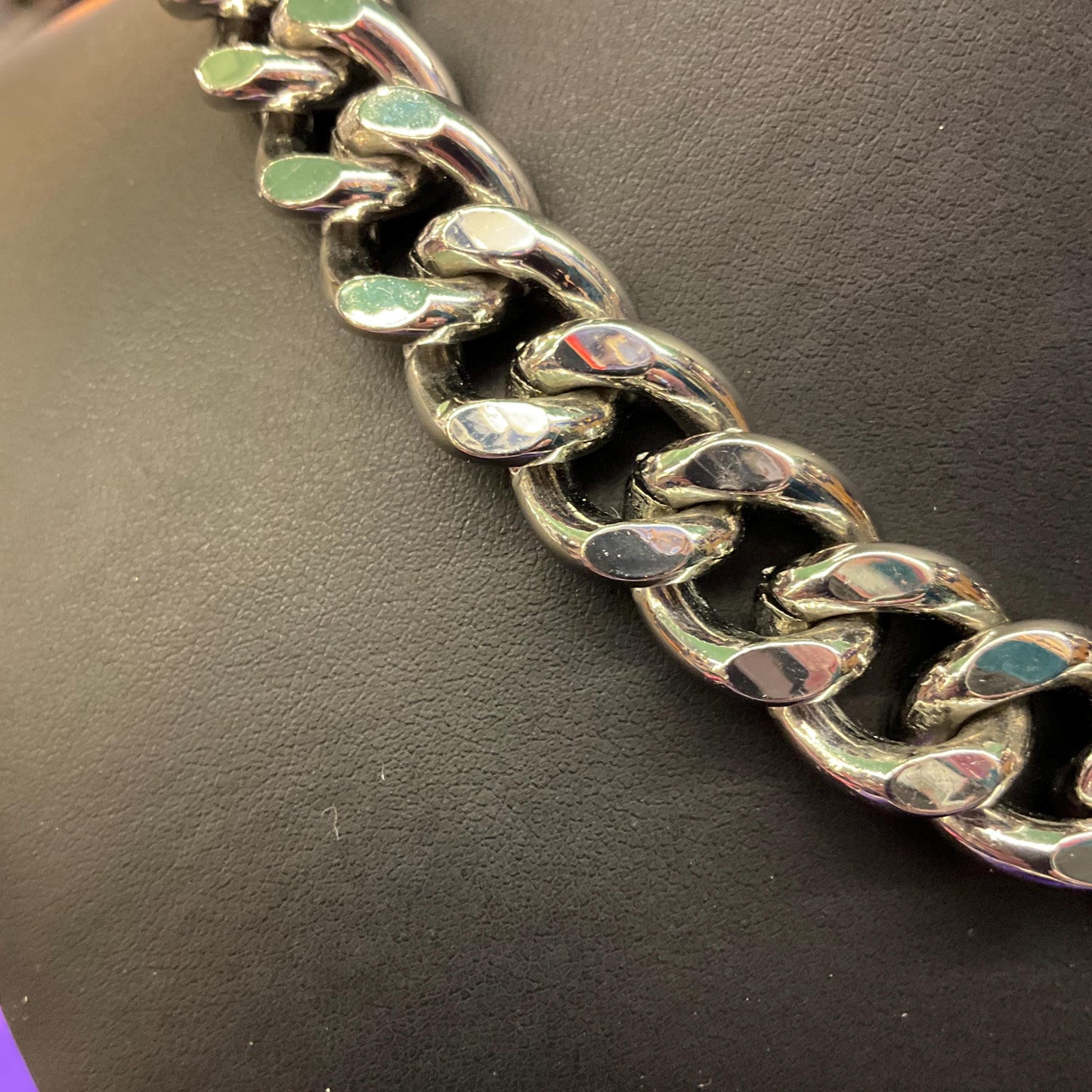 Vintage Butler and Wilson Statement Silver Tone Art Deco Style Crystal Necklace, Chunky Silver Chain with Aurora Borealis Crystals