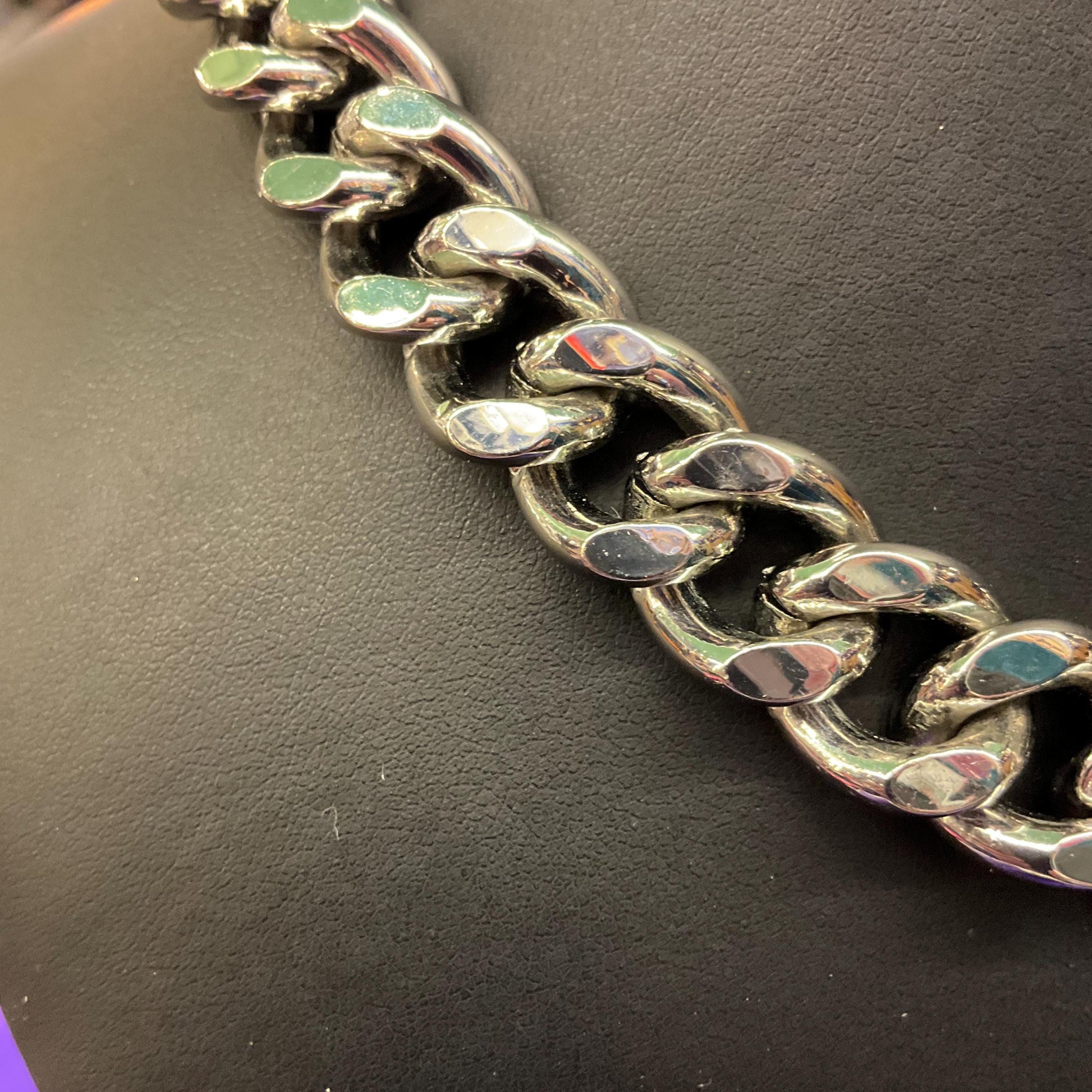 Vintage Butler and Wilson Statement Silver Tone Art Deco Style Crystal Necklace, Chunky Silver Chain with Aurora Borealis Crystals