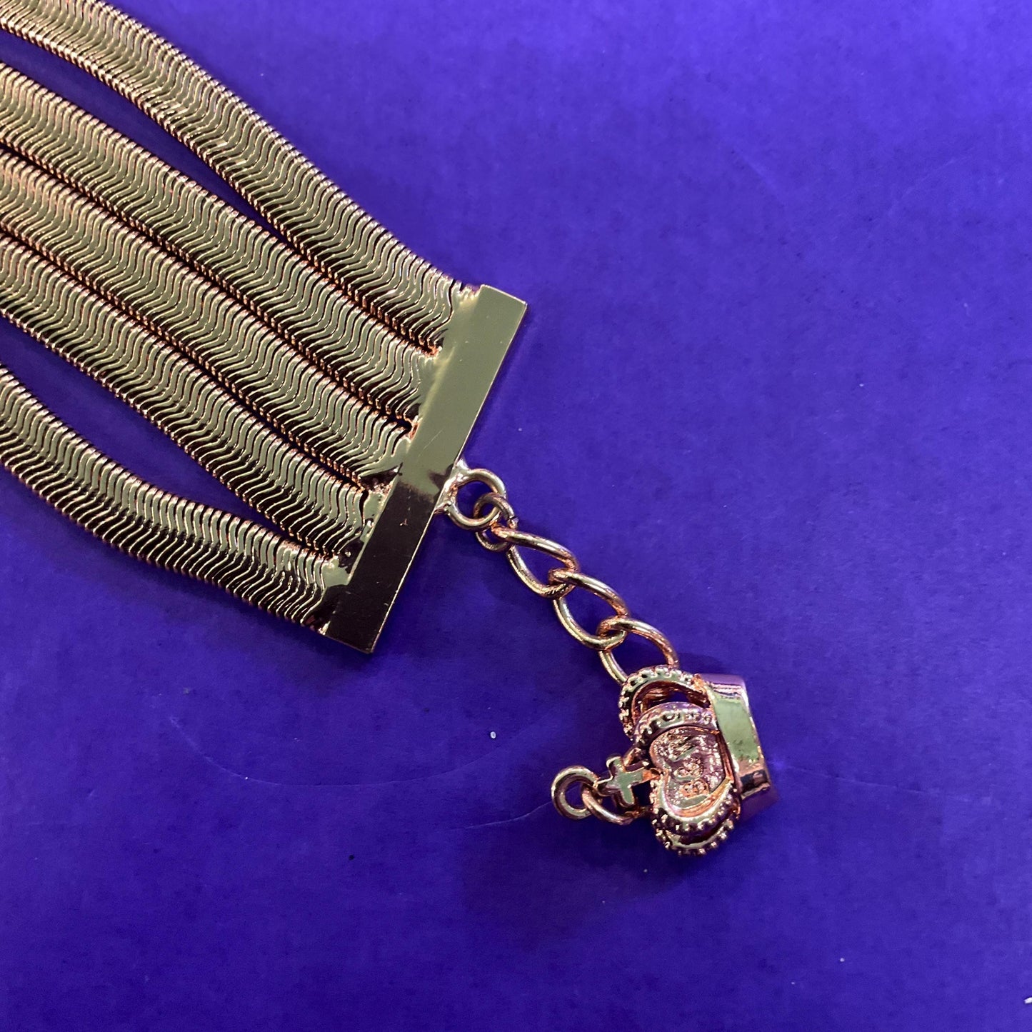 Vintage Butler and Wilson Rose Gold Tone Multistrand Retro Snake chain Bracelet, signed in the Original Box
