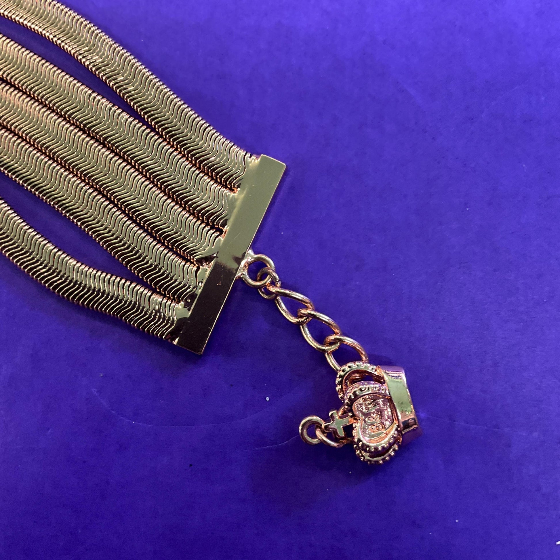 Vintage Butler and Wilson Rose Gold Tone Multistrand Retro Snake chain Bracelet, signed in the Original Box