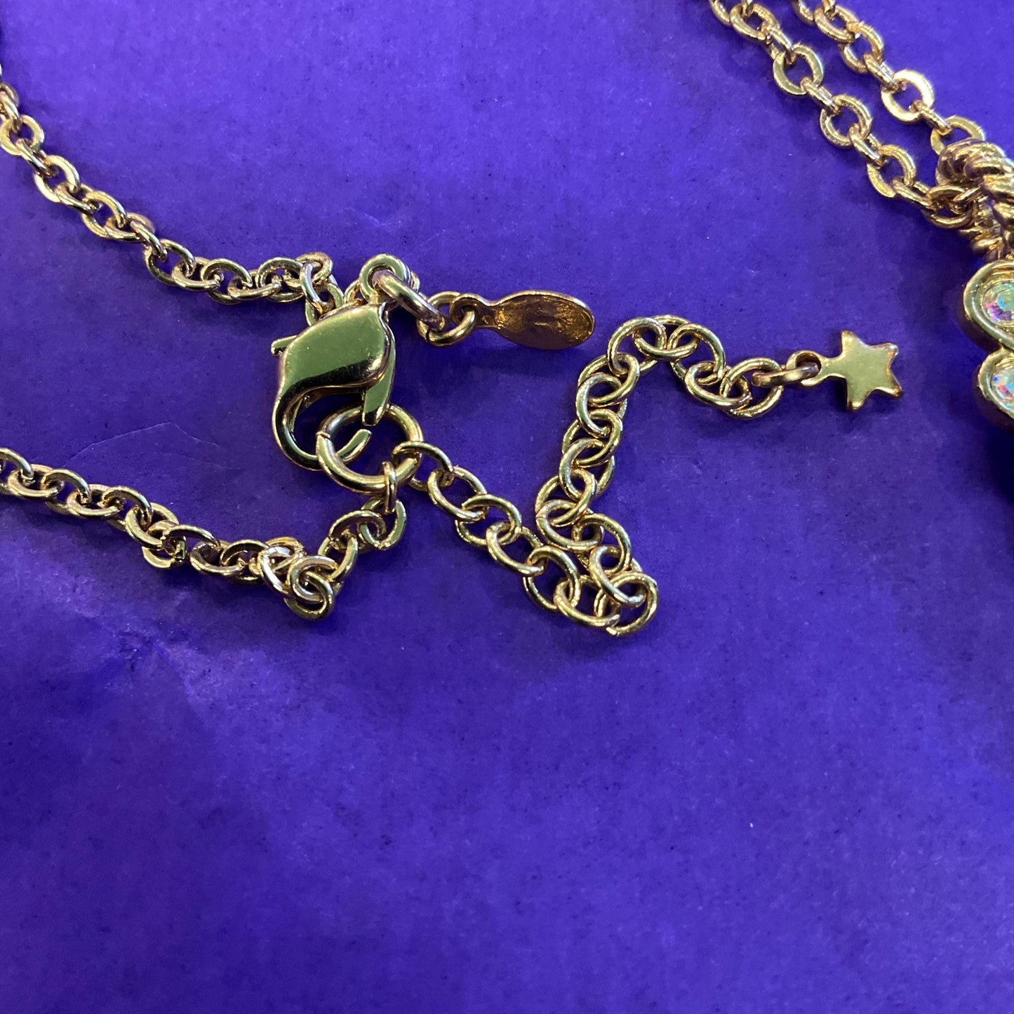 Vintage Kirk’s Folly ‘ Fly Home Angel’ Crystal Angel Wing Pendant, Gold tone with Borealis crystals