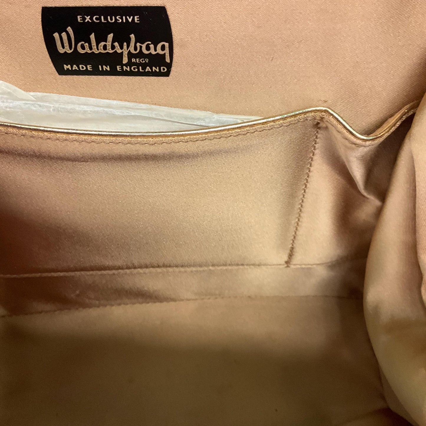Original Vintage 1950s/60s WALDYBAG Brown Patent Leather Hand Bag, unused with original tags
