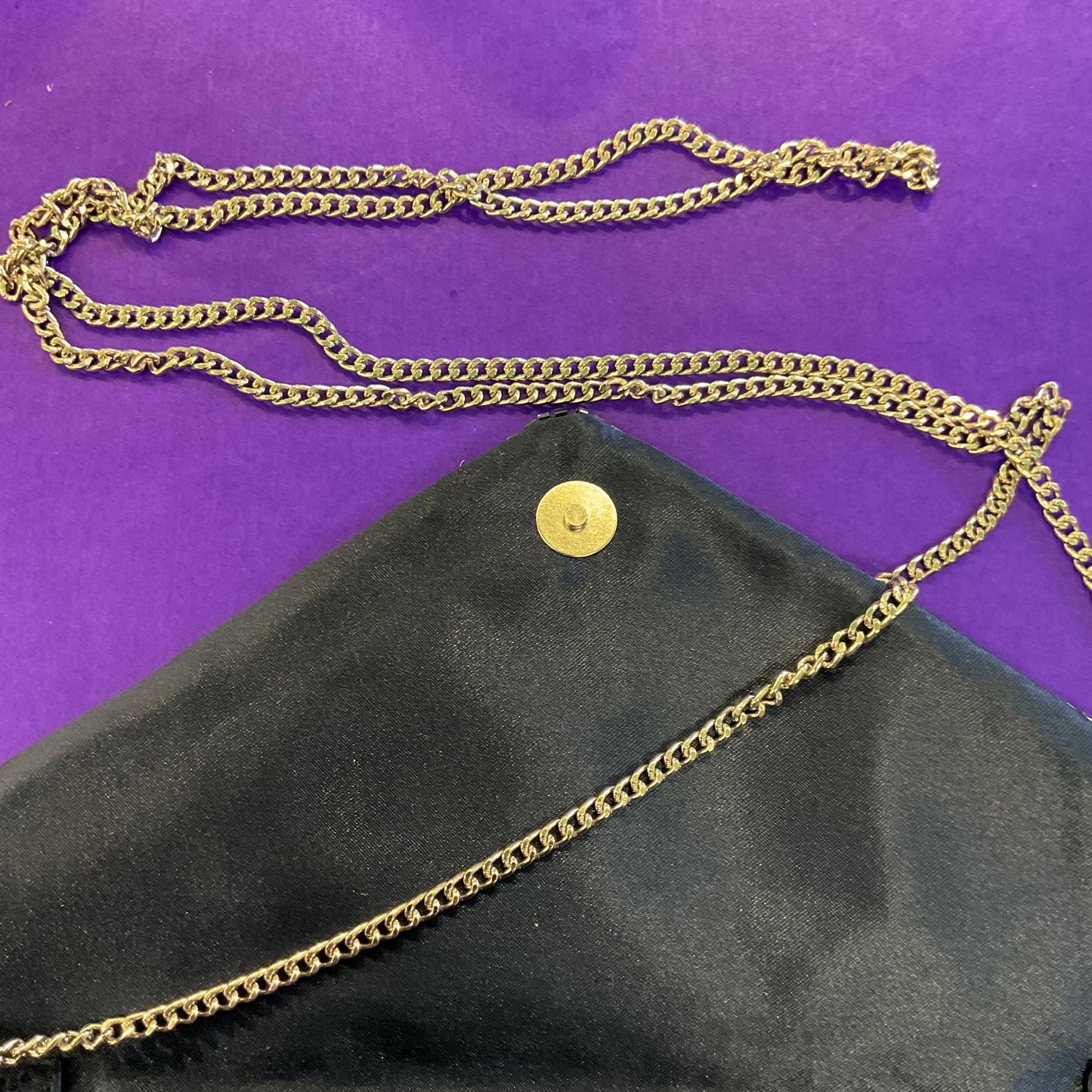 Vintage Unused Midnight Blue satin Hand Beaded Clutch Or Shoulder Bag by Accesorize,