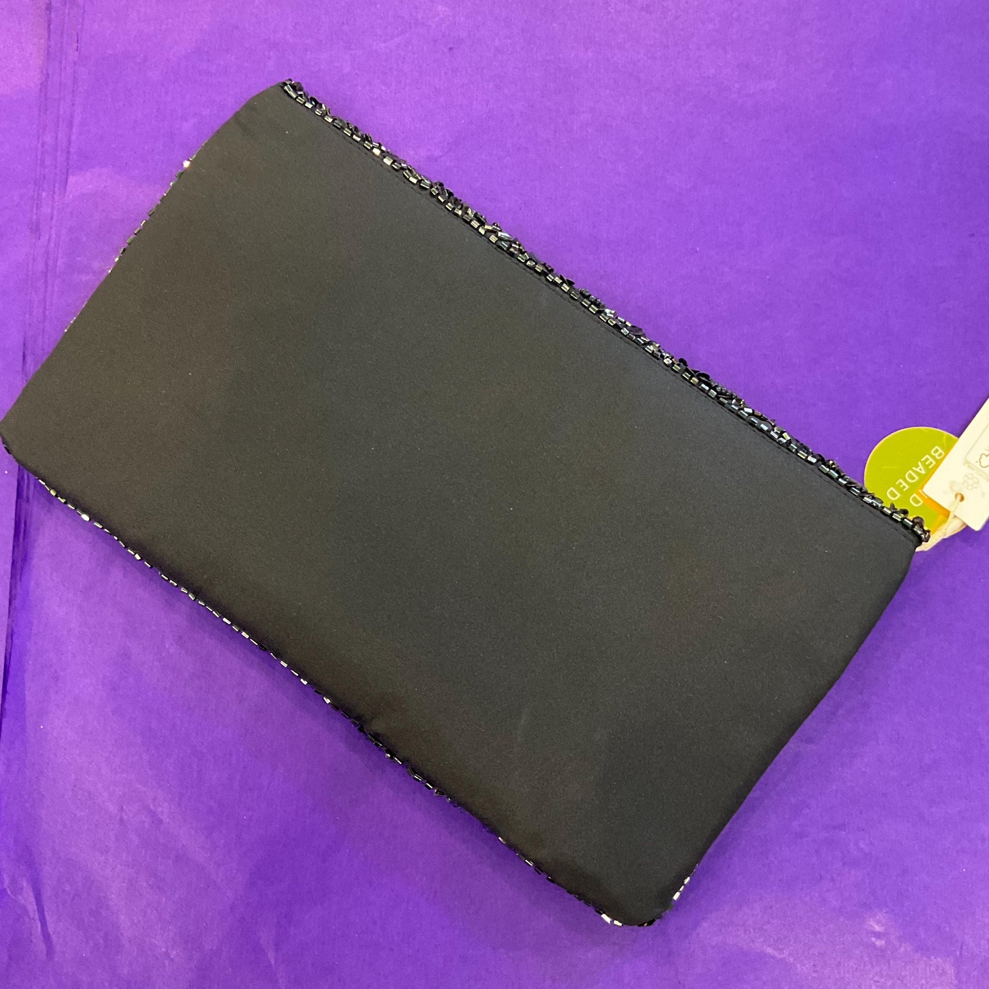 Vintage Unused Midnight Blue satin Hand Beaded Clutch Or Shoulder Bag by Accesorize,