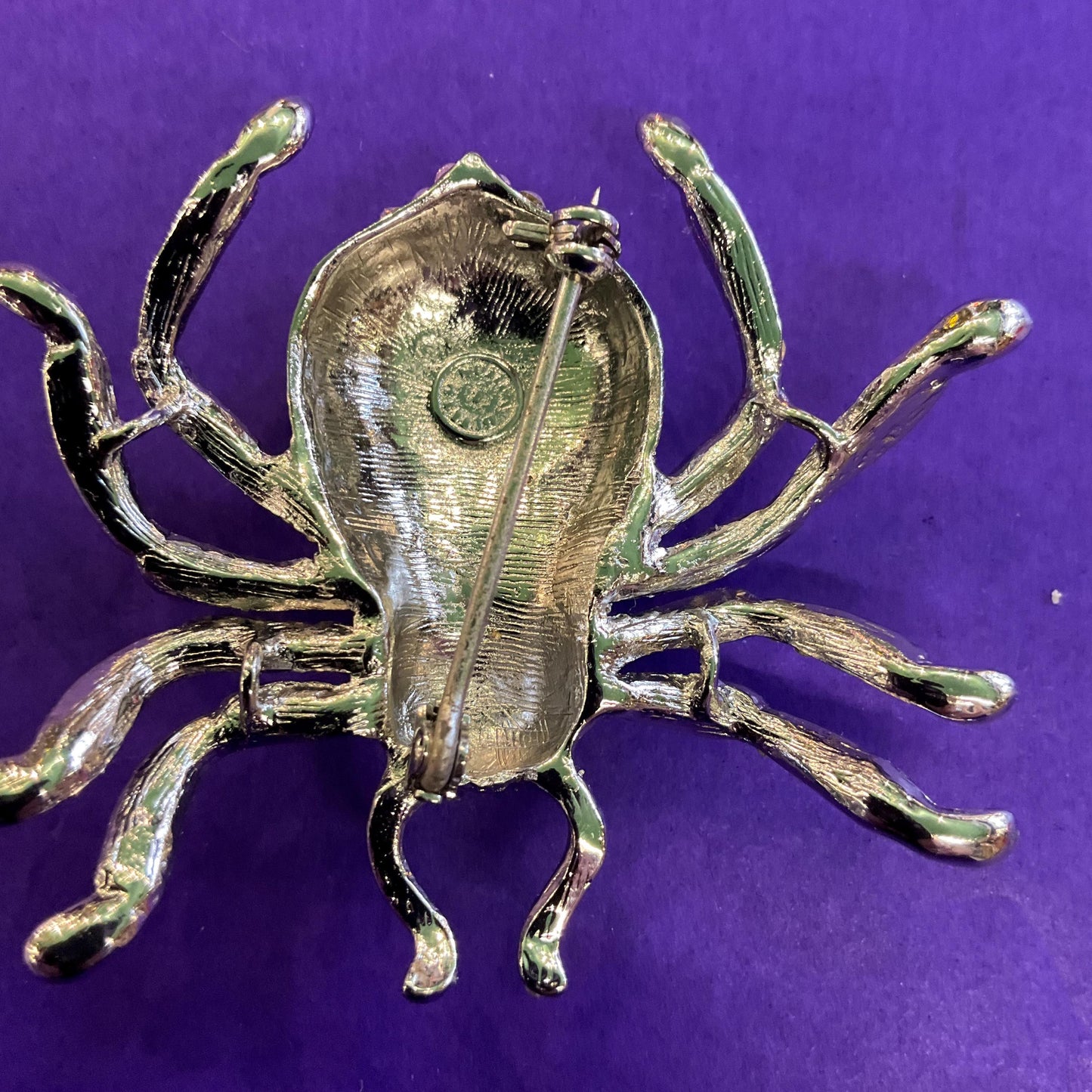Vintage Butler and Wilson Large Crystal Spider Brooch, Silver tone with silver and Aurora Borealis Rhinestones