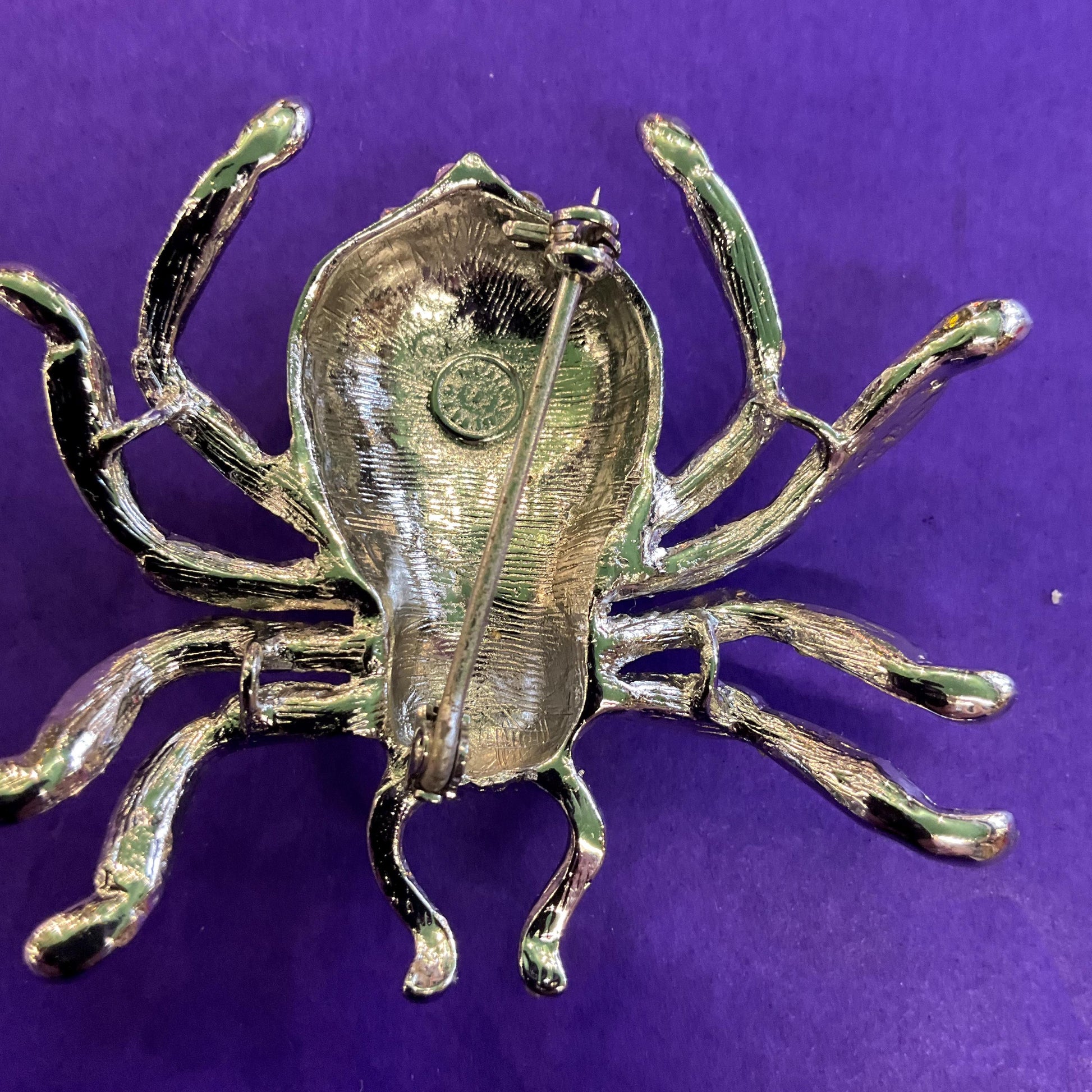 Vintage Butler and Wilson Large Crystal Spider Brooch, Silver tone with silver and Aurora Borealis Rhinestones
