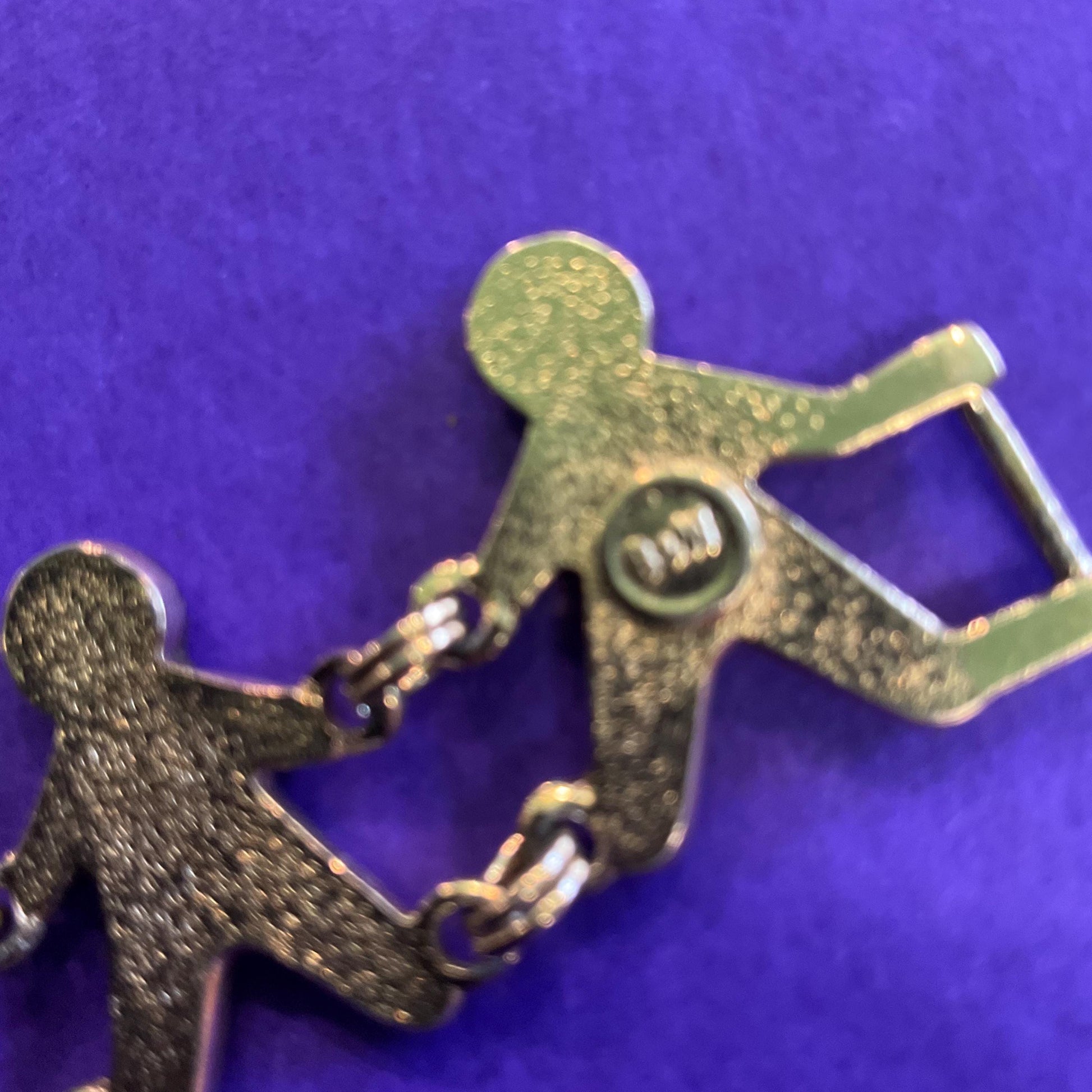 Vintage Butler and Wilson Gold Tone Enamel Gingerbread Man Bracelet, Signed as new