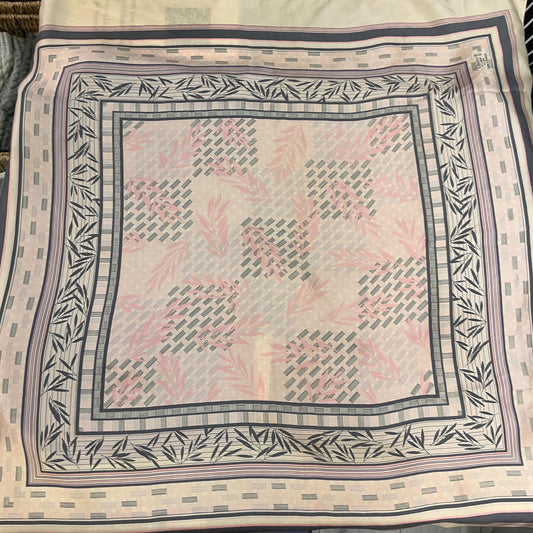 Vintage Liberty of London Pure Silk Scarf in Pale Pink and Grey Bamboo Print