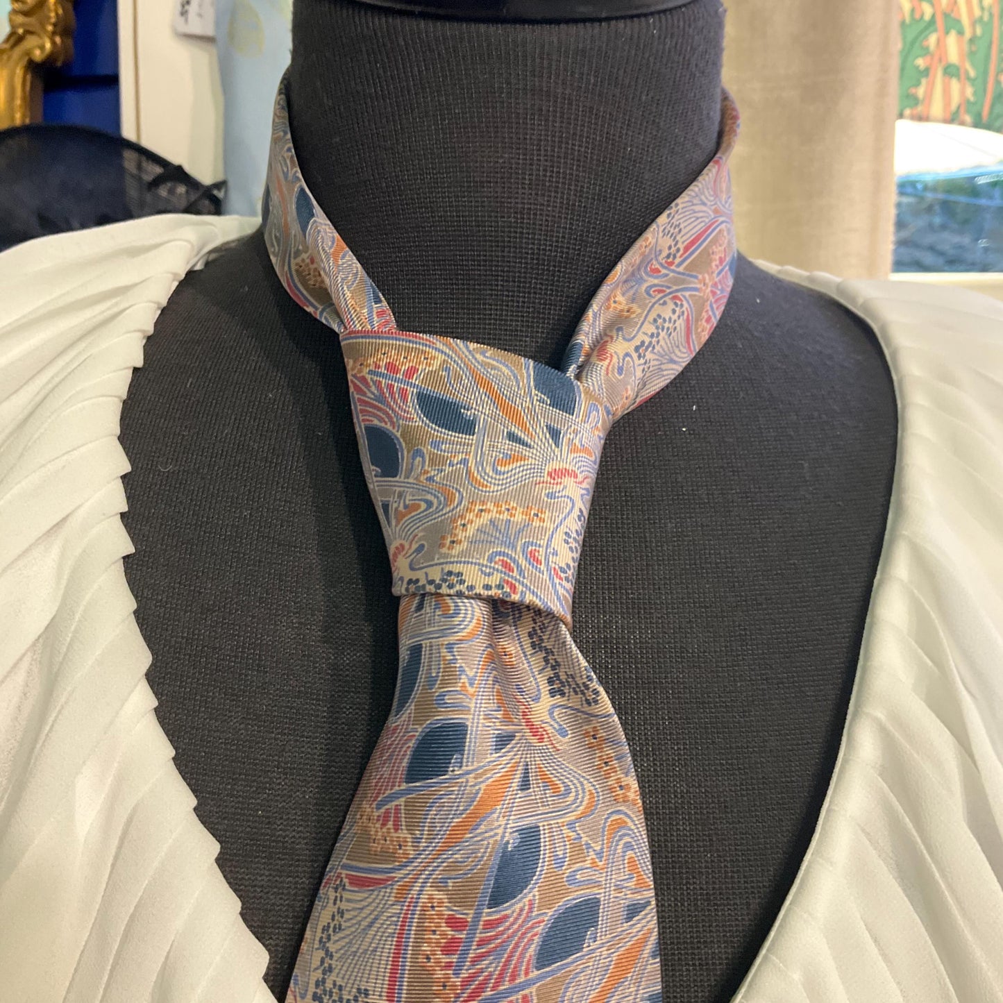 Vintage Liberty Pure Silk Ianthe Art Nouveau Print Neck Tie