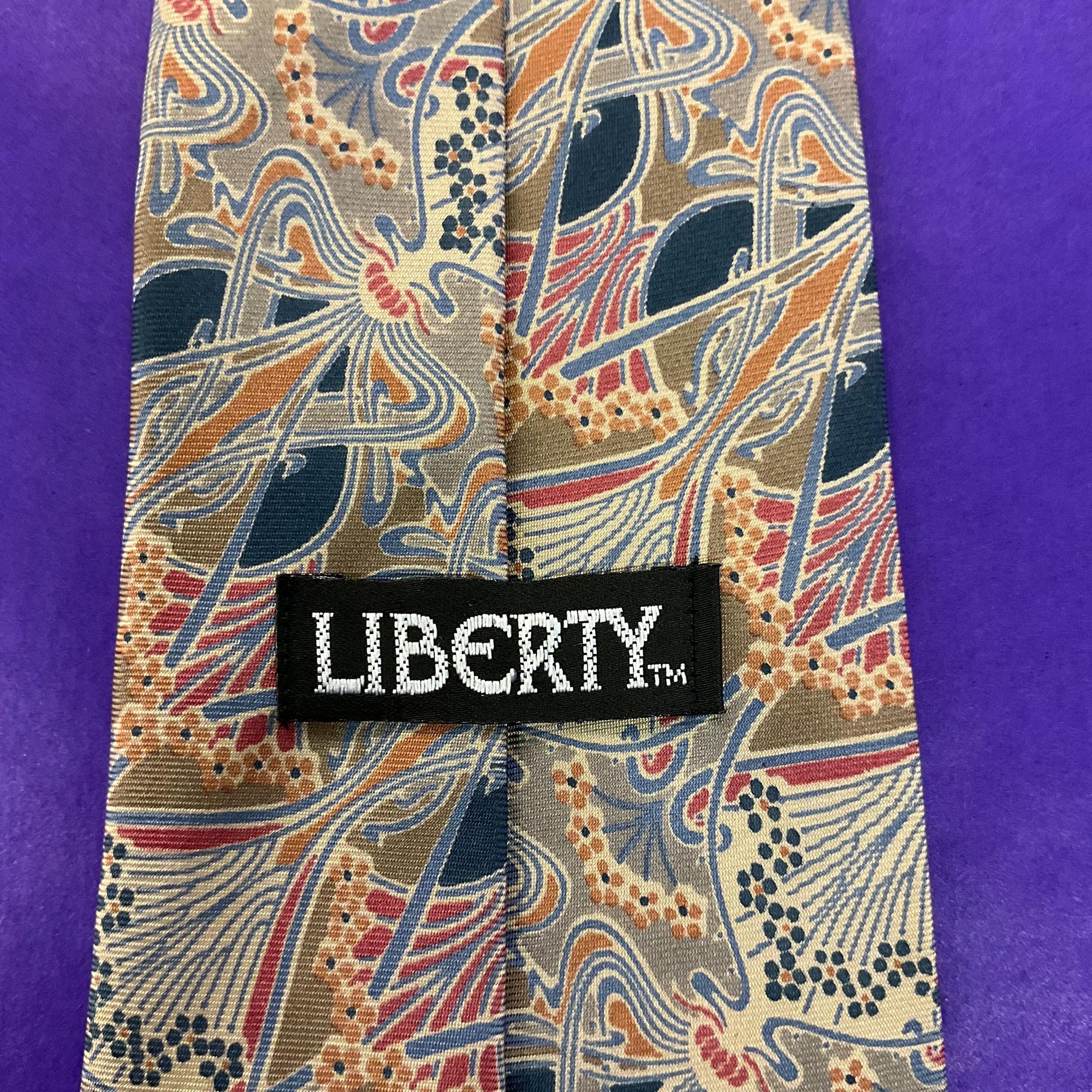 Vintage Liberty Pure Silk Ianthe Art Nouveau Print Neck Tie