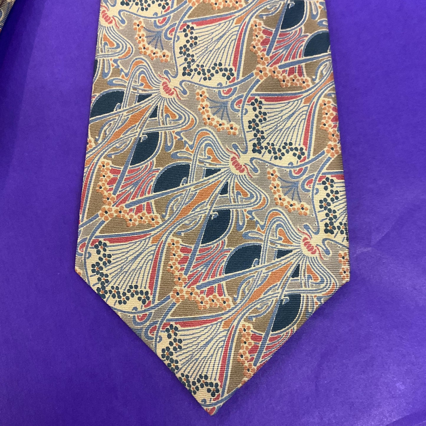 Vintage Liberty Pure Silk Ianthe Art Nouveau Print Neck Tie