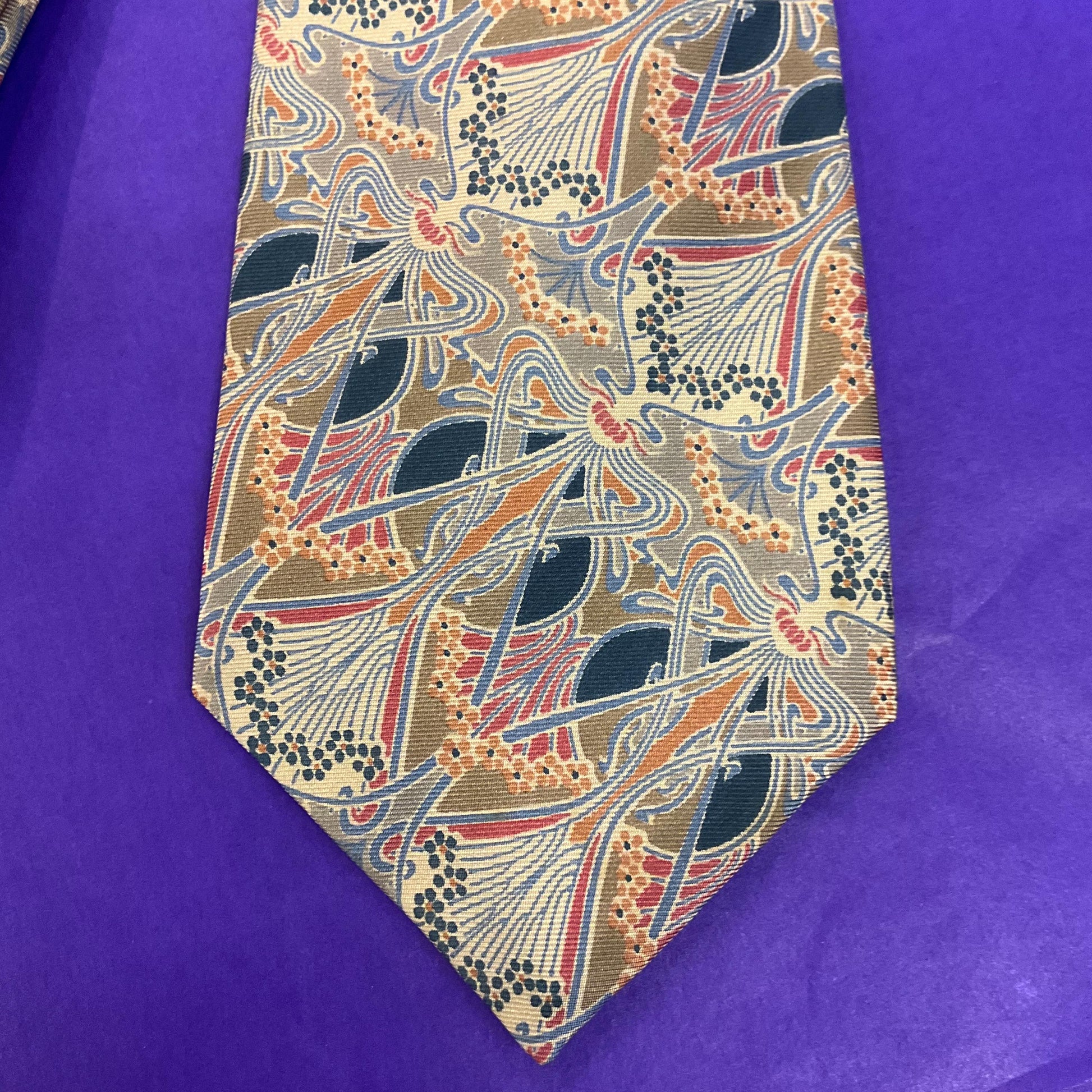 Vintage Liberty Pure Silk Ianthe Art Nouveau Print Neck Tie