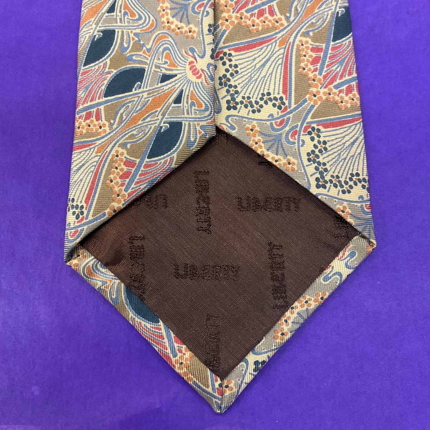 Vintage Liberty Pure Silk Ianthe Art Nouveau Print Neck Tie