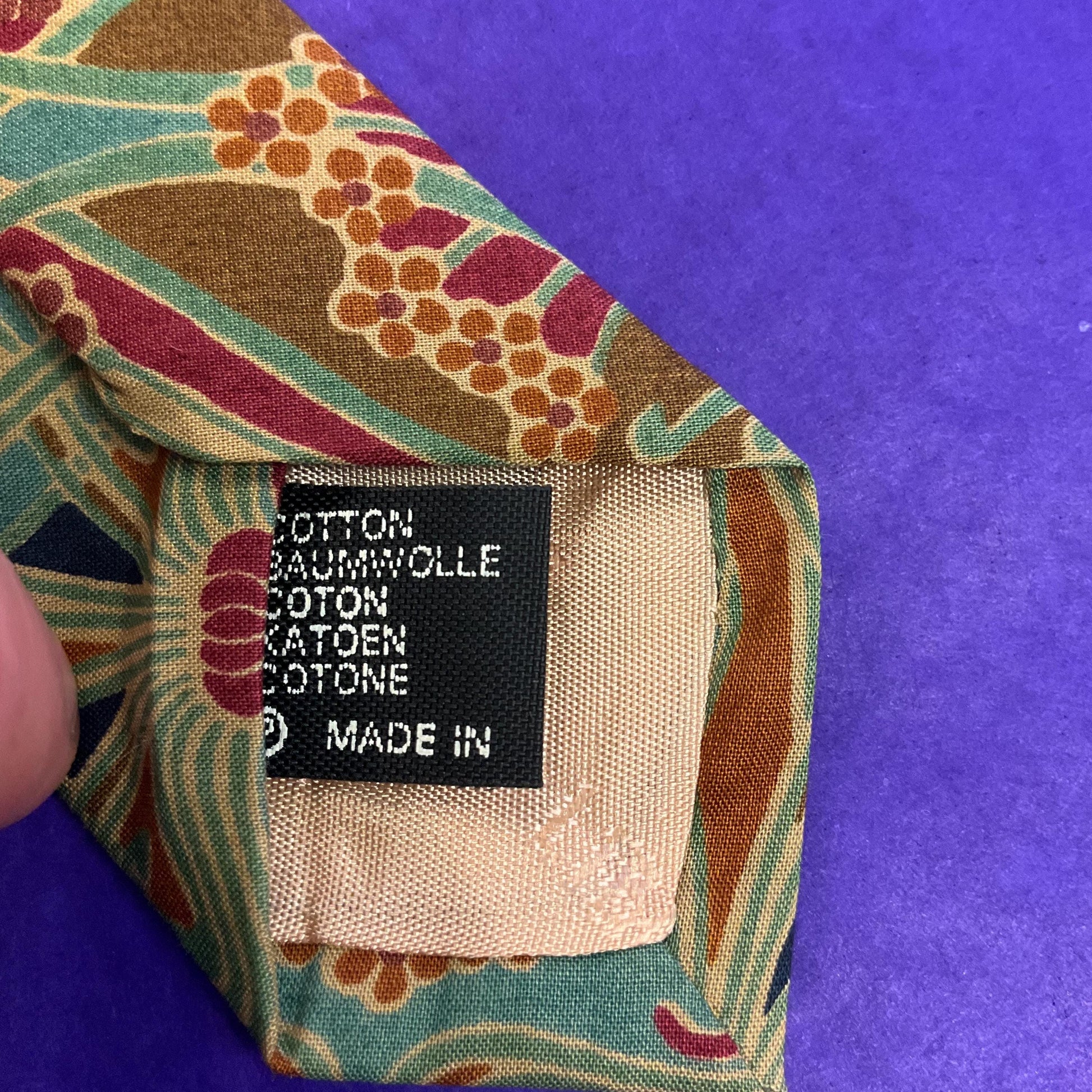 Vintage Liberty of London Ianthe Tana Lawn Tie in Muted Shades of Brown, Teal, Red and Navy