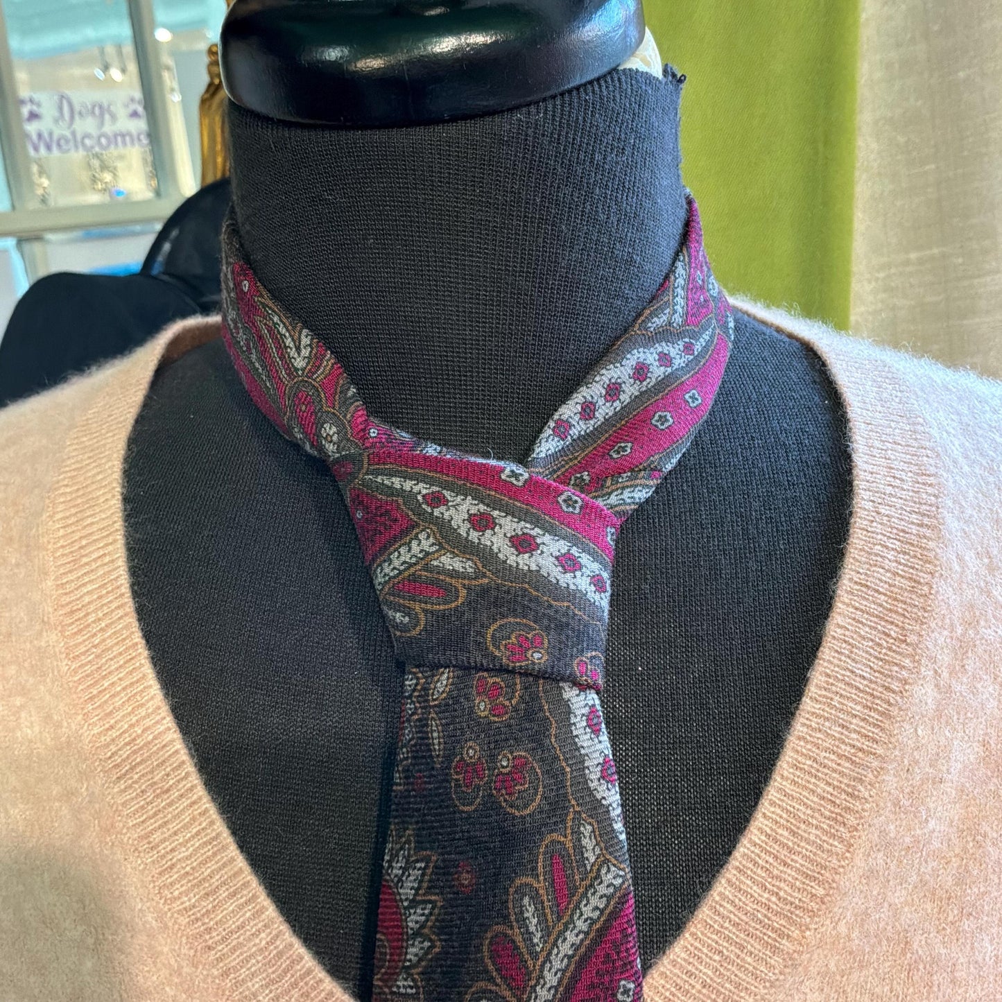 Vintage Liberty of London Pure Wool Paisley Tie, Rich Shades of Red, Gold, Grey, Brown and Black