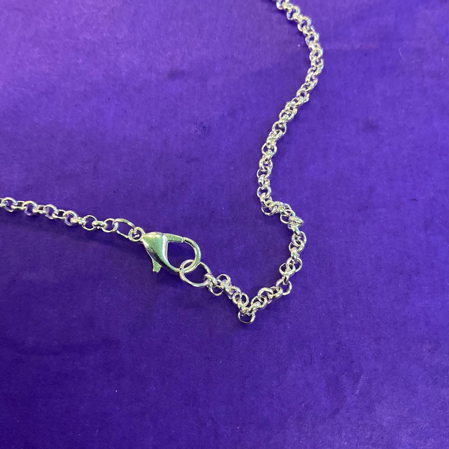 Vintage Silver (925) & Ruby Zoisite Teardrop Shaped Pendant , Silver plated cable chain