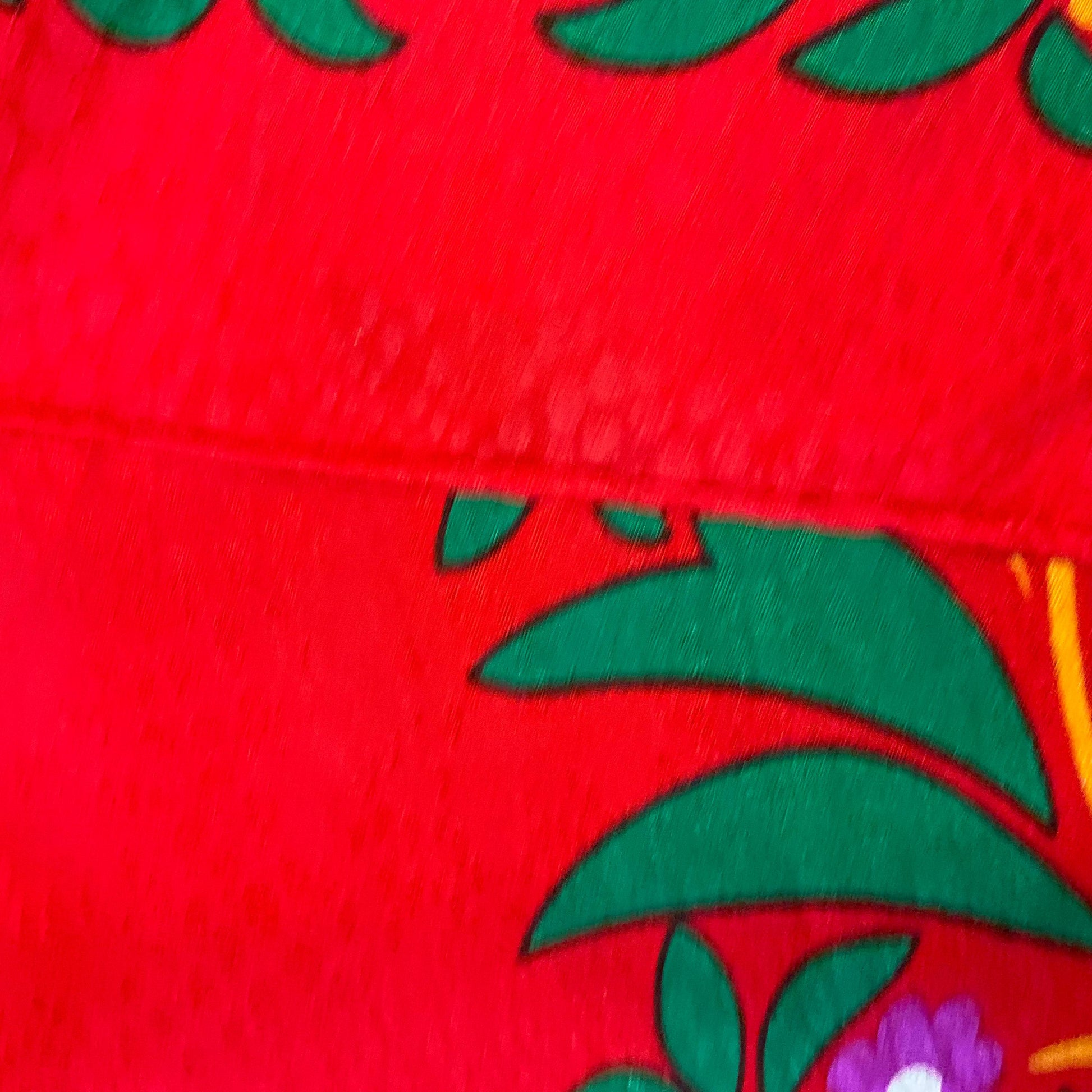 Vintage YVES ST LAURENT 1970s/80s Large Pure Cairè Silk Scarf , vibrant stylised floral design