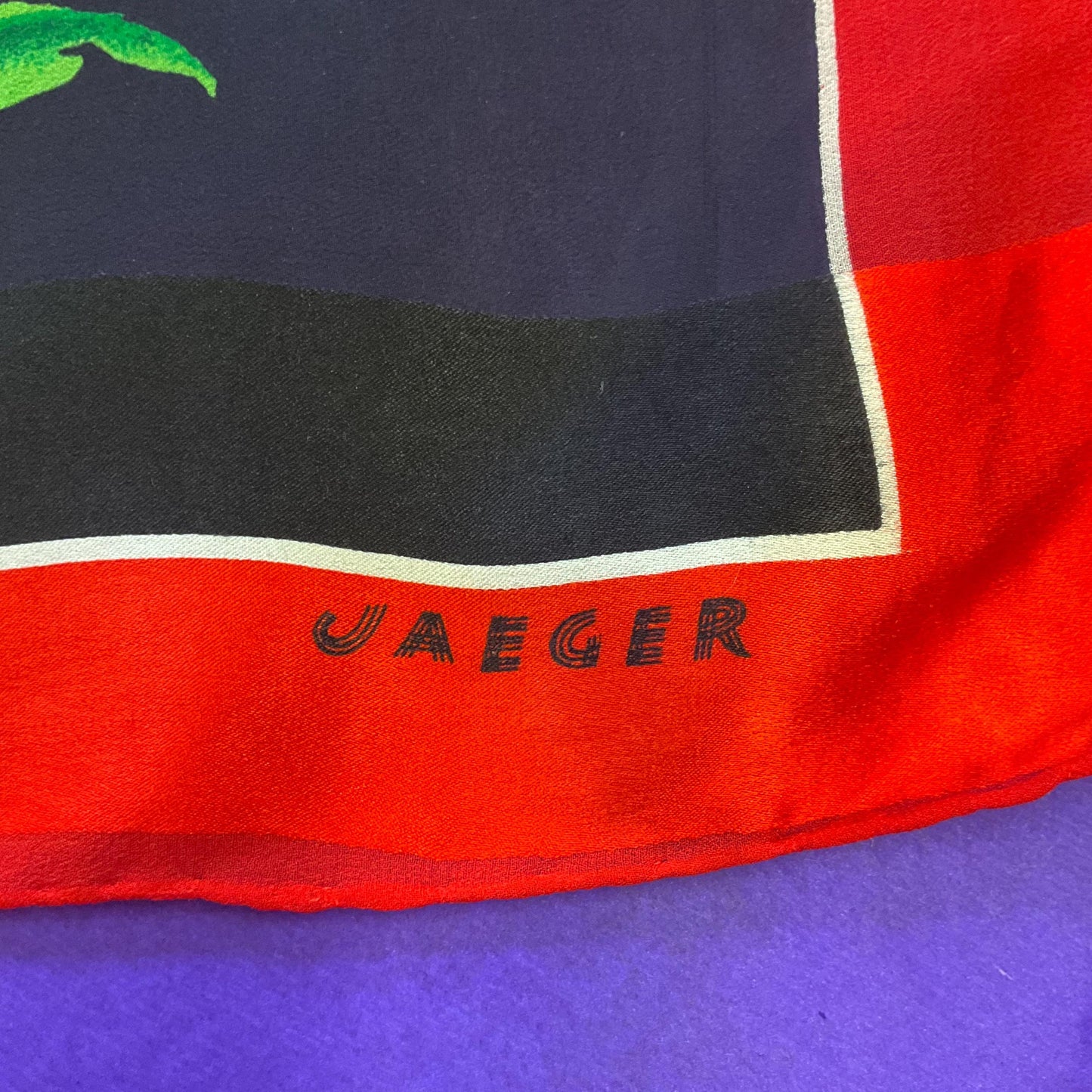 Vintage JAEGER Large Pure Silk Chiffon Devorè Poppies Print Scarf, Vibrant poppy print with hand rolled hem
