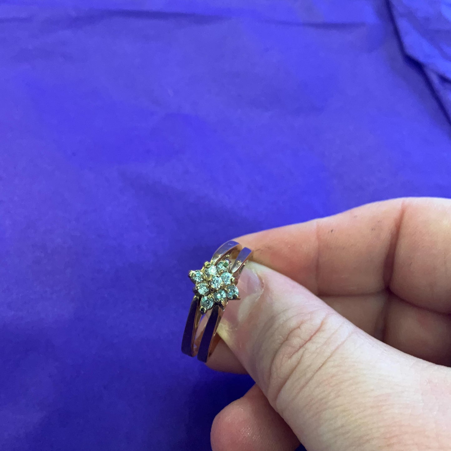 Vintage Reversible Cocktail or Flip Ring, Gold Plated with Amethyst and CZ Clusters, size UK ‘Y’, US …