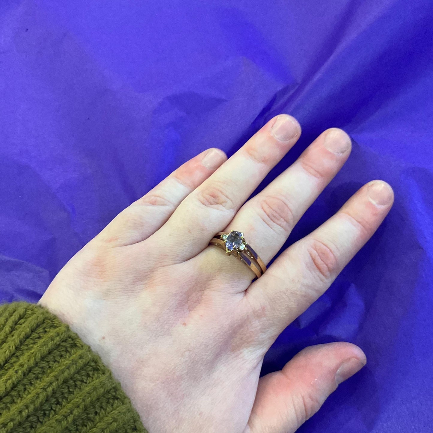Vintage Reversible Cocktail or Flip Ring, Gold Plated with Amethyst and CZ Clusters, size UK ‘Y’, US …