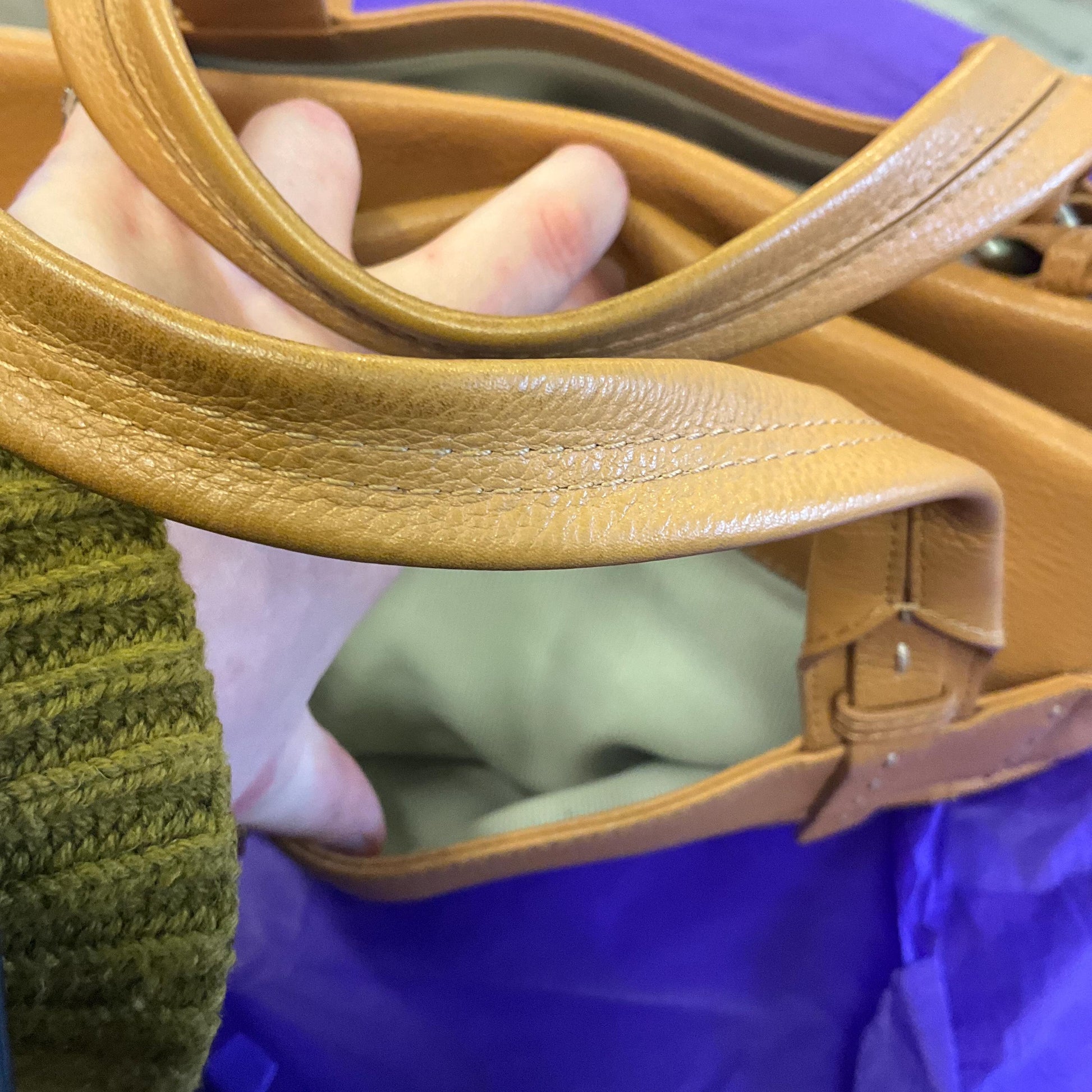 Vintage RADLEY Large Tan Pebble Leather Handbag/ Cross Body Bag, Rarely used with original dust cover
